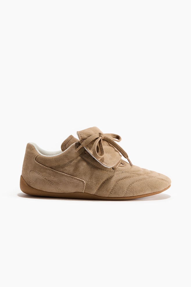 Sneakers en cuir velours - Beige - 1