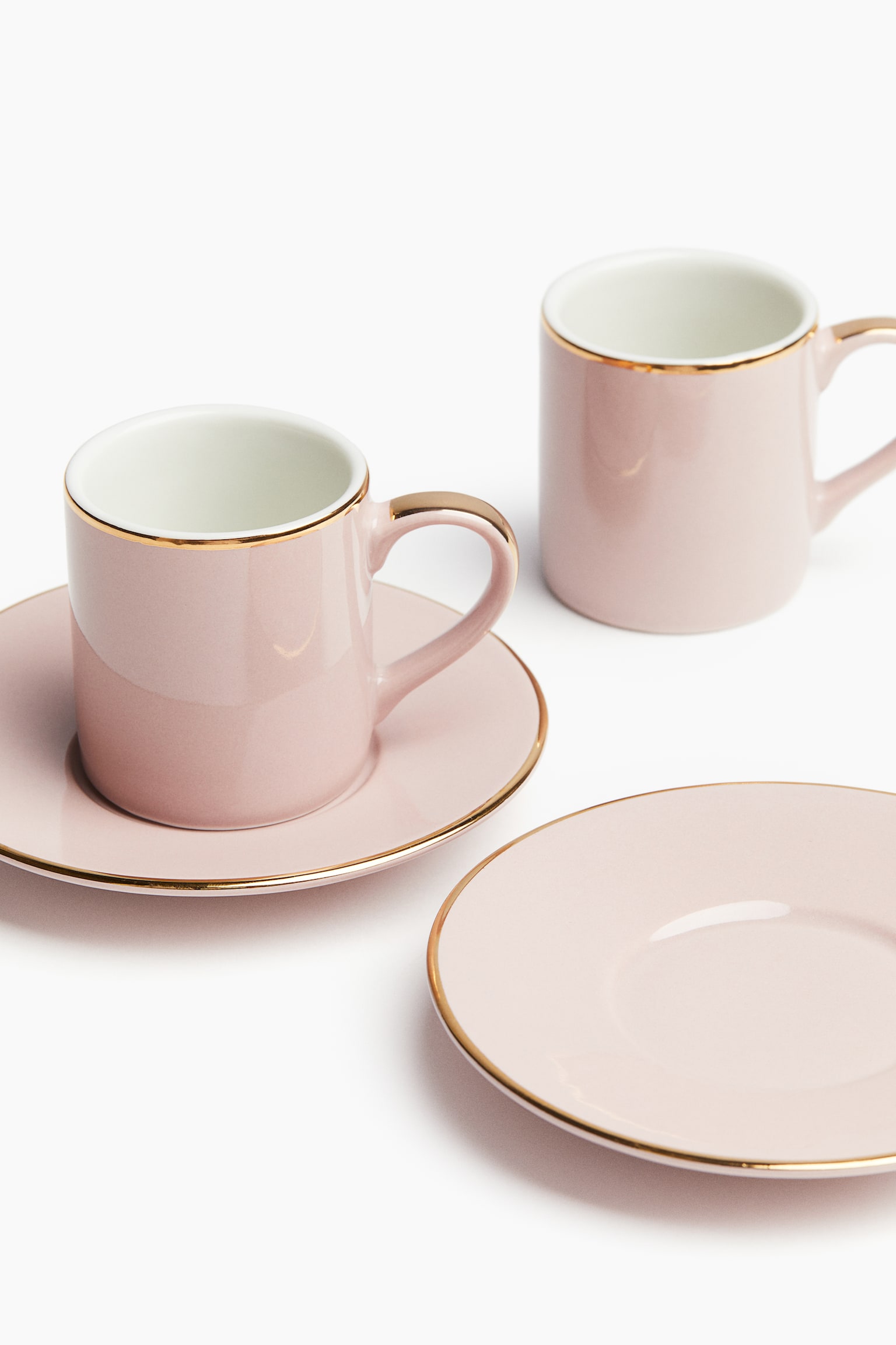 2-pack espresso cup and saucer - Light pink/Dark green/White/Leopard print/Black - 2