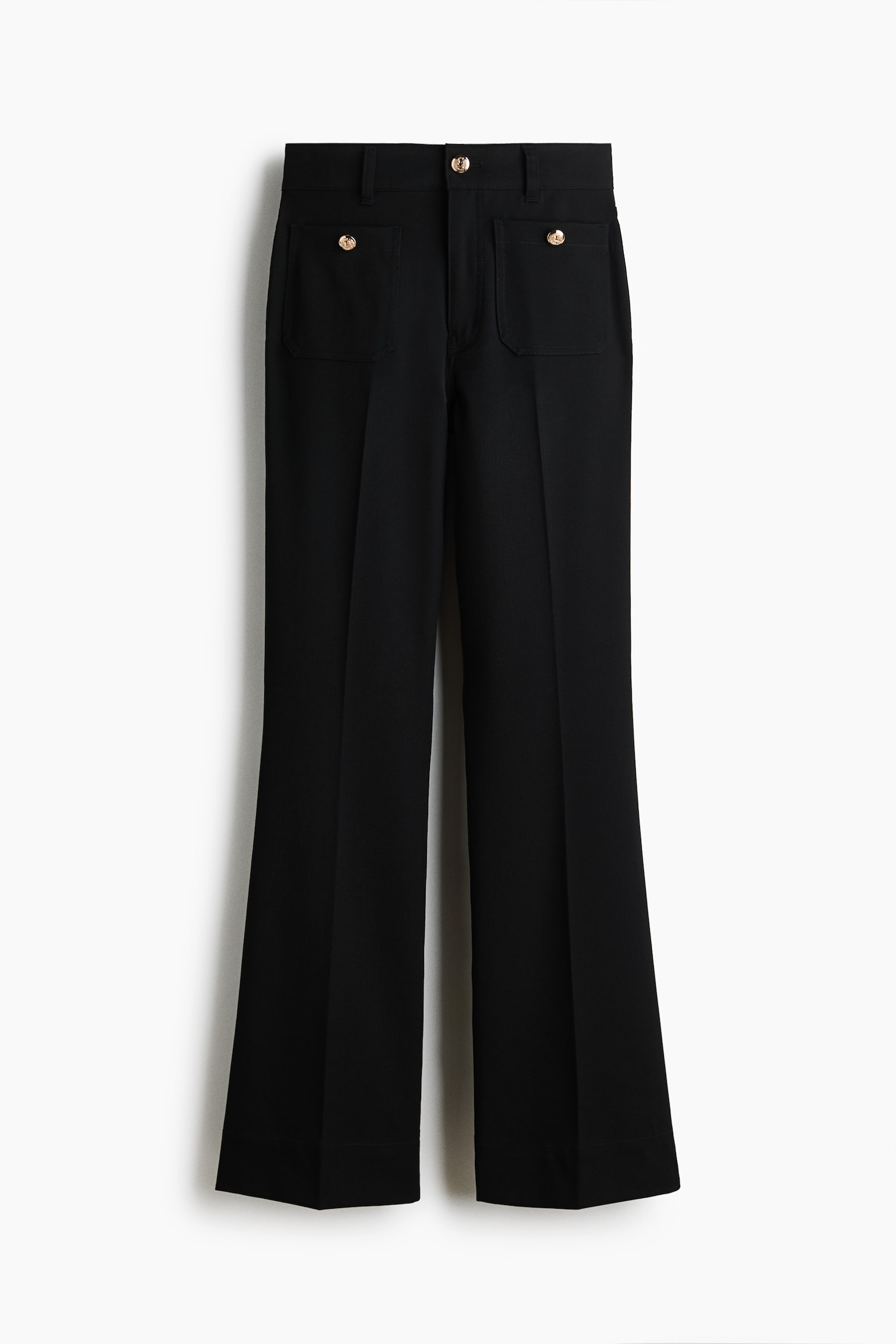 Flared twill trousers - Black/Navy blue - 1