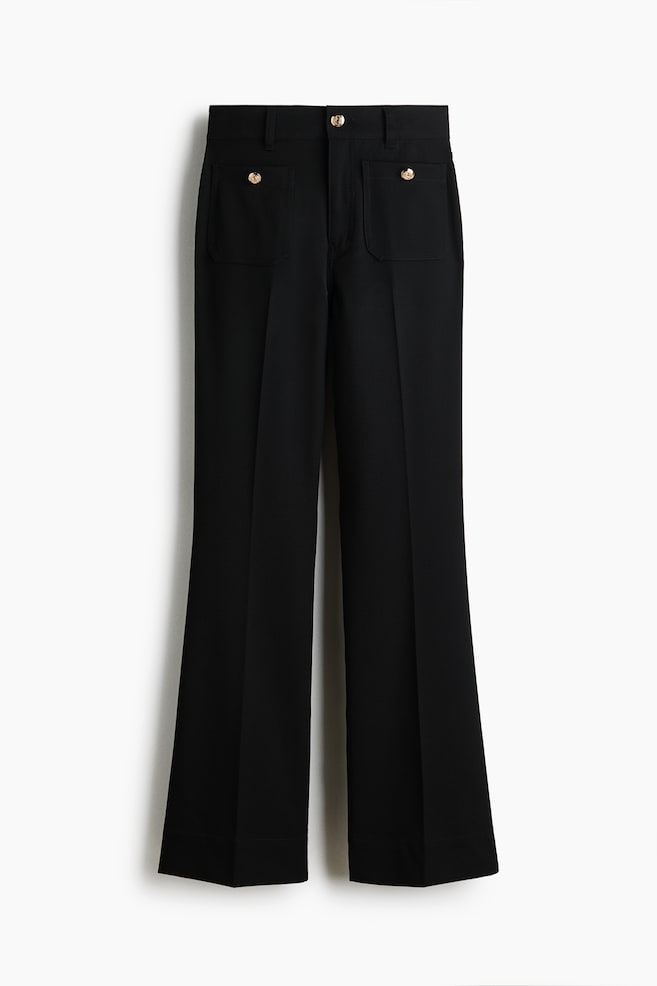 Flared Twill Pants - Black/Navy blue - 1