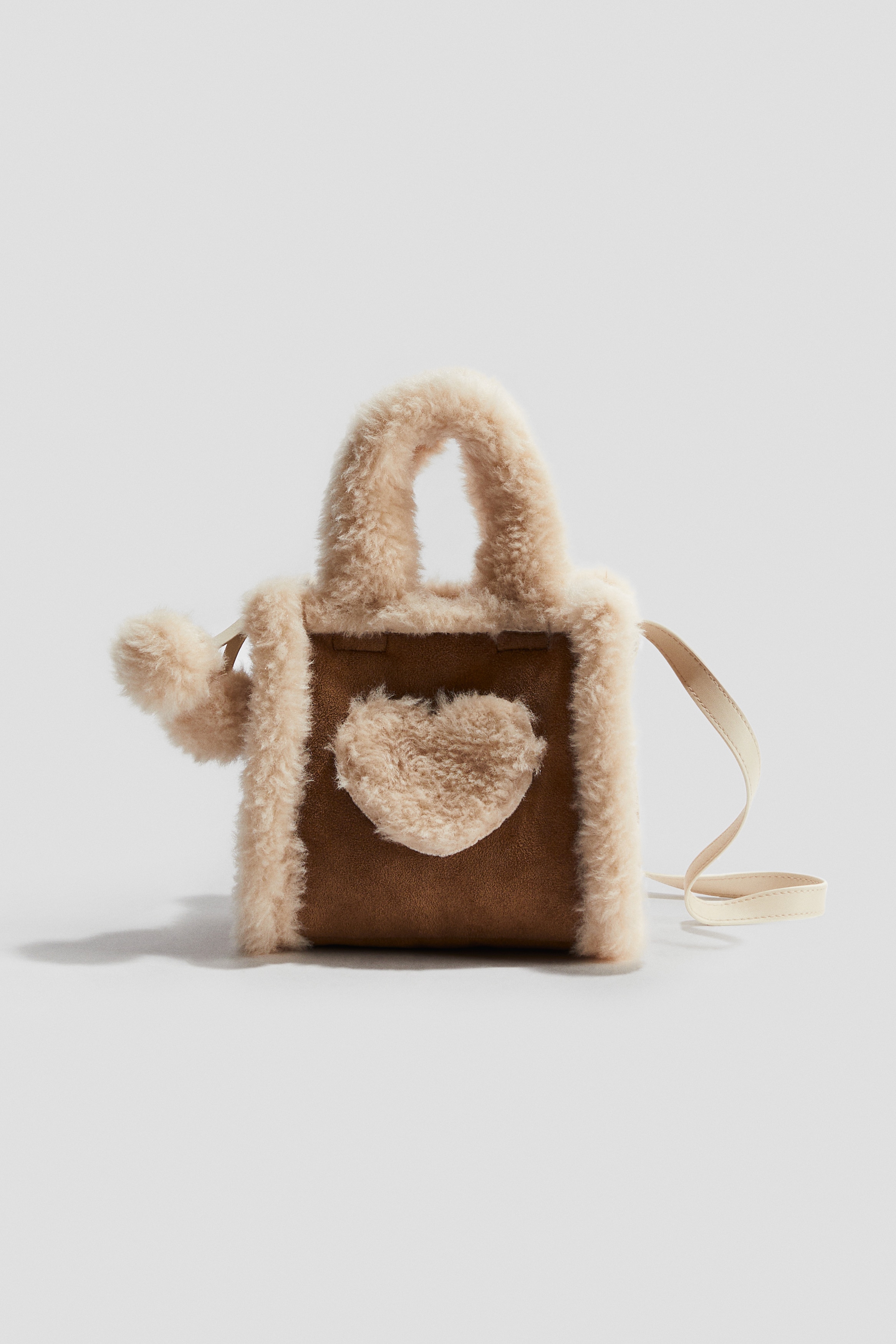 Fluffy Trim Handbag - Beige
