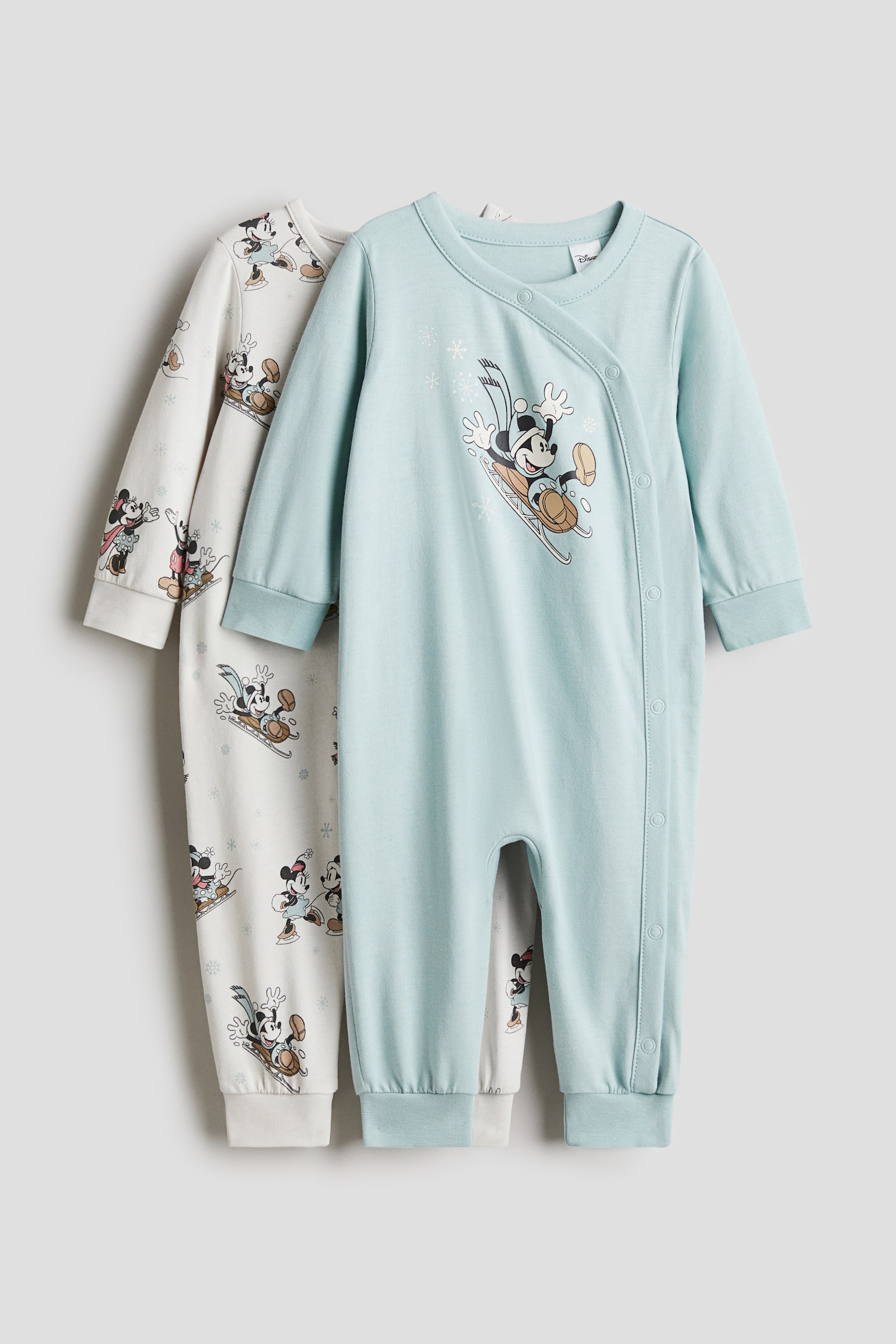 2-pack printed pyjamas - Turquoise/Mickey Mouse/Pink/Snoopy/Light pink/Minnie Mouse/Light grey marl/Mickey Mouse/Grey marl/Miffy - 1