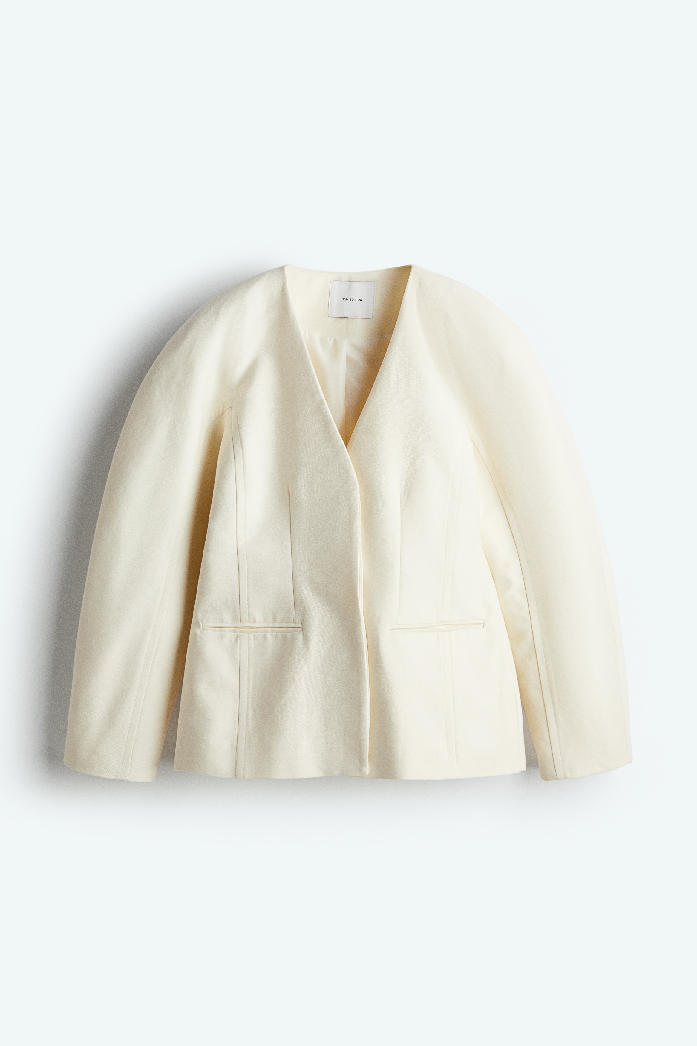 Blazer sans col en twill - Crème