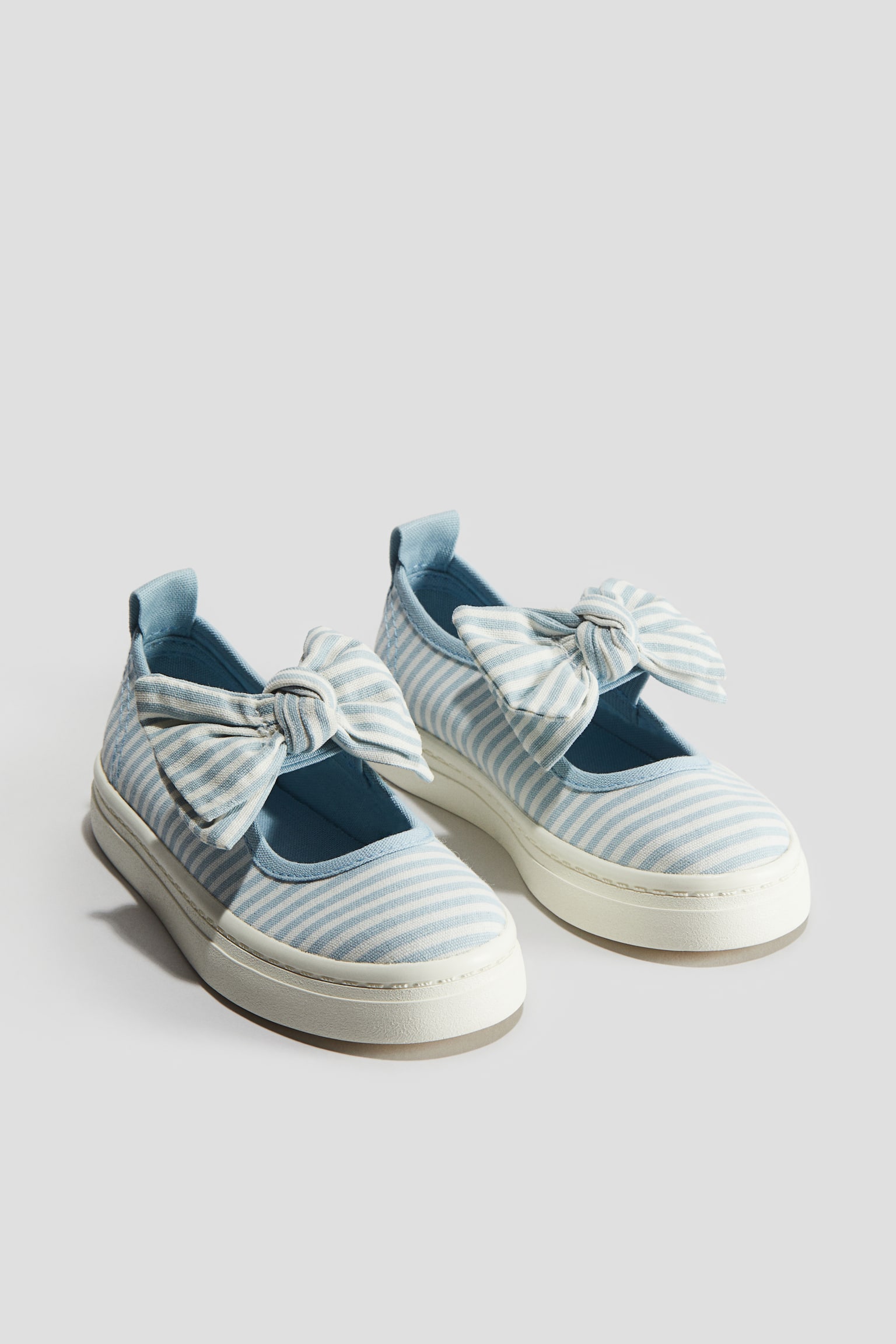 Bow-detail ballerina trainers - Light blue/Striped/White/Lemons - 1