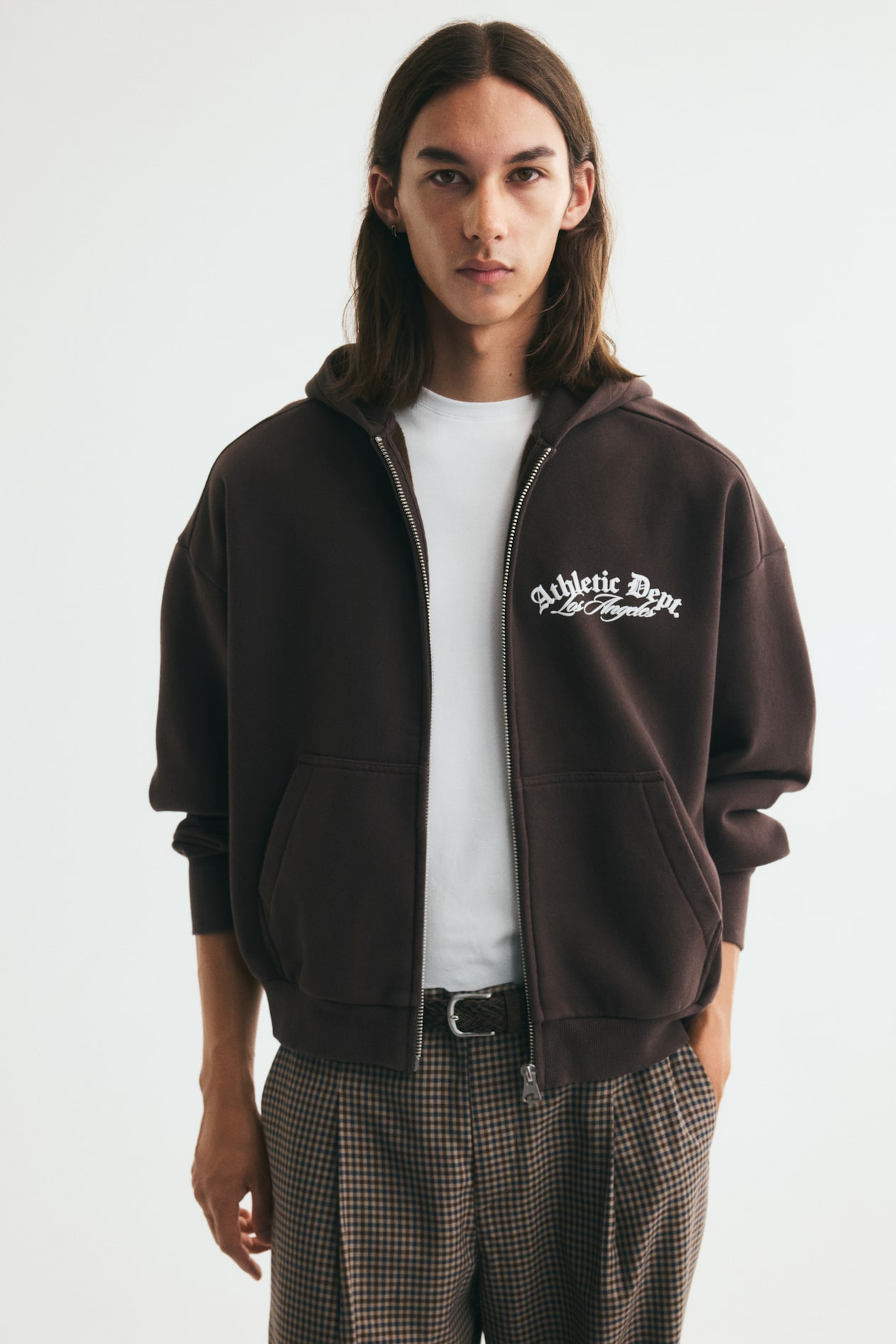Oversized Fit Printed Zip-through Hoodie