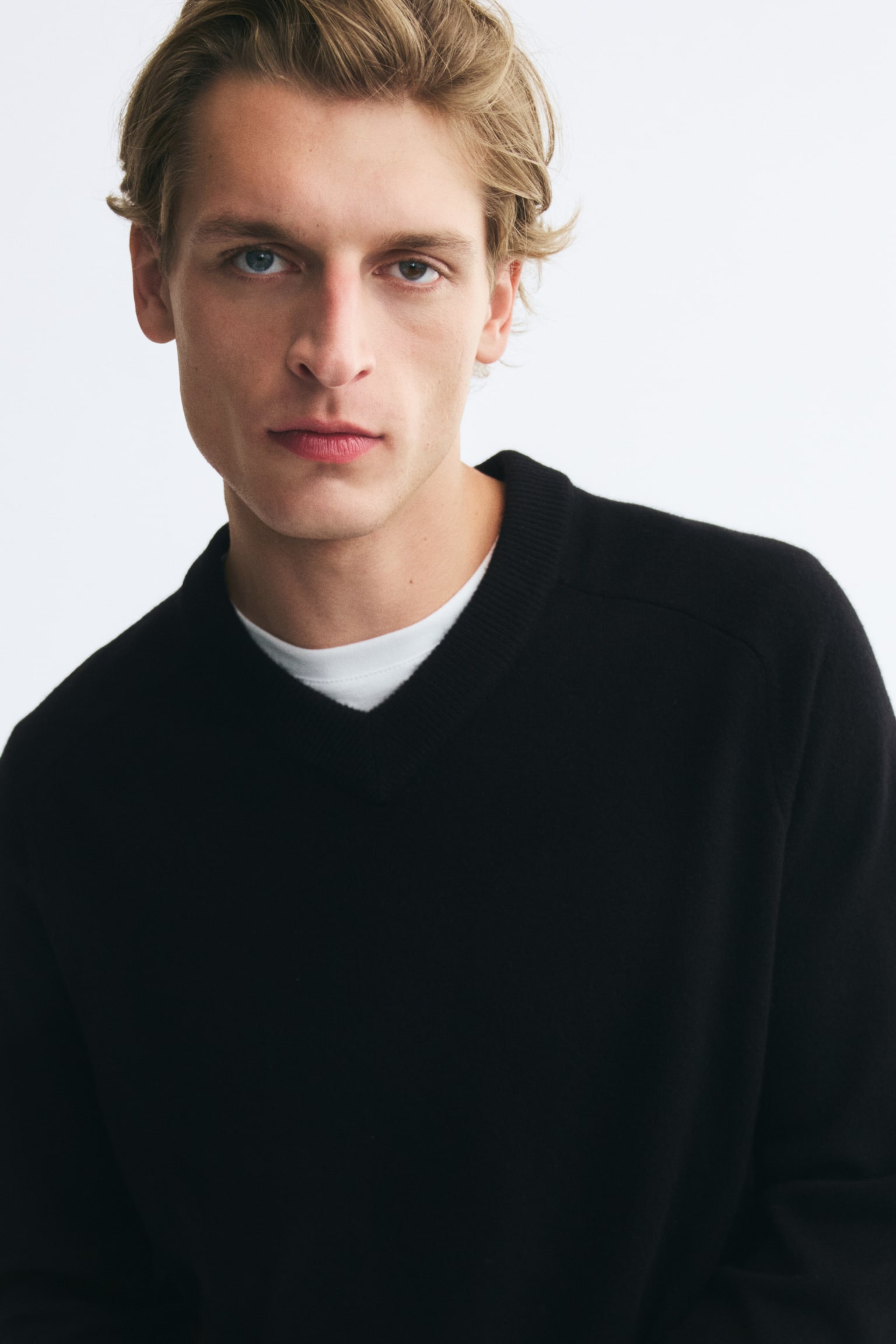 Мужской свитер H&M Relaxed-Fit Cashmere, цвет: Чёрный — фото 3