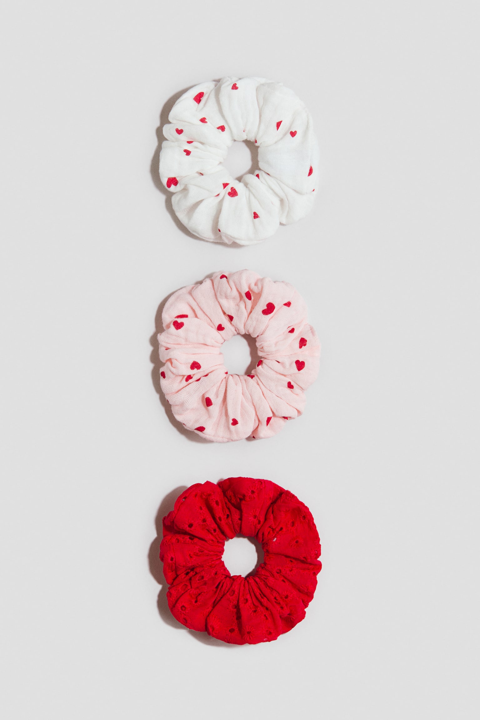 3-Pack Scrunchies - White/red/pink
