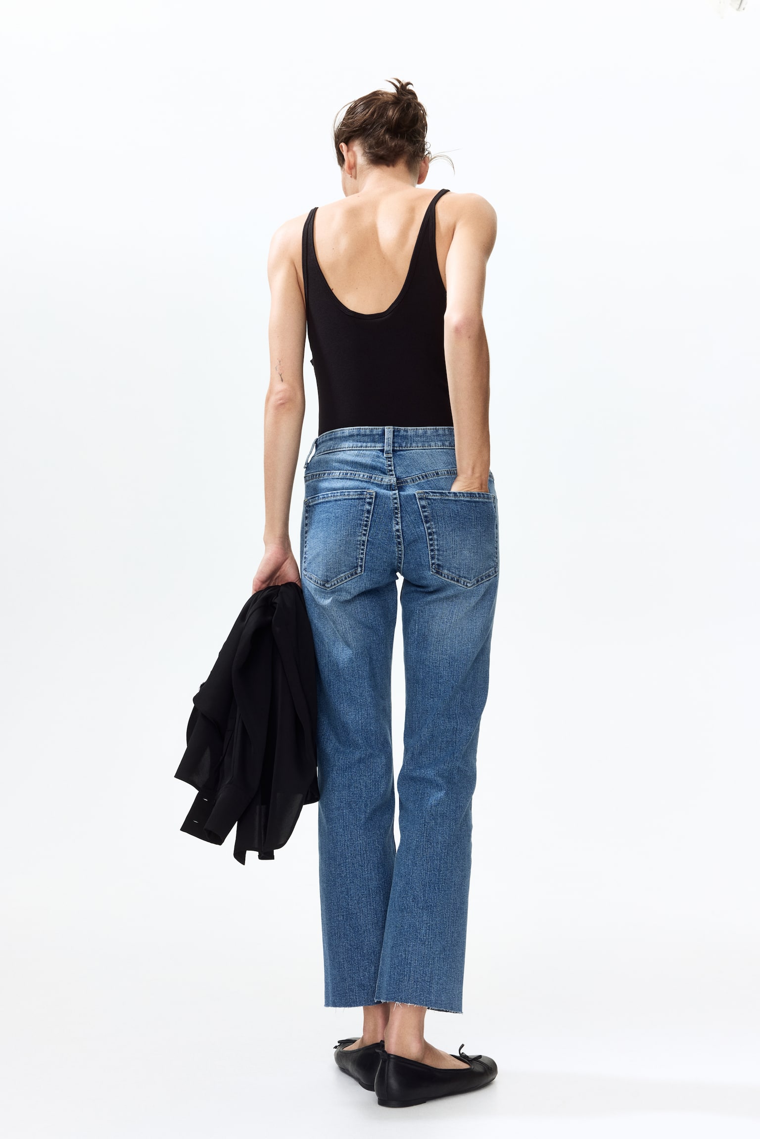 Flared Regular Waist Ankle Jeans - Helles Denimblau/Helles Denimblau - 5