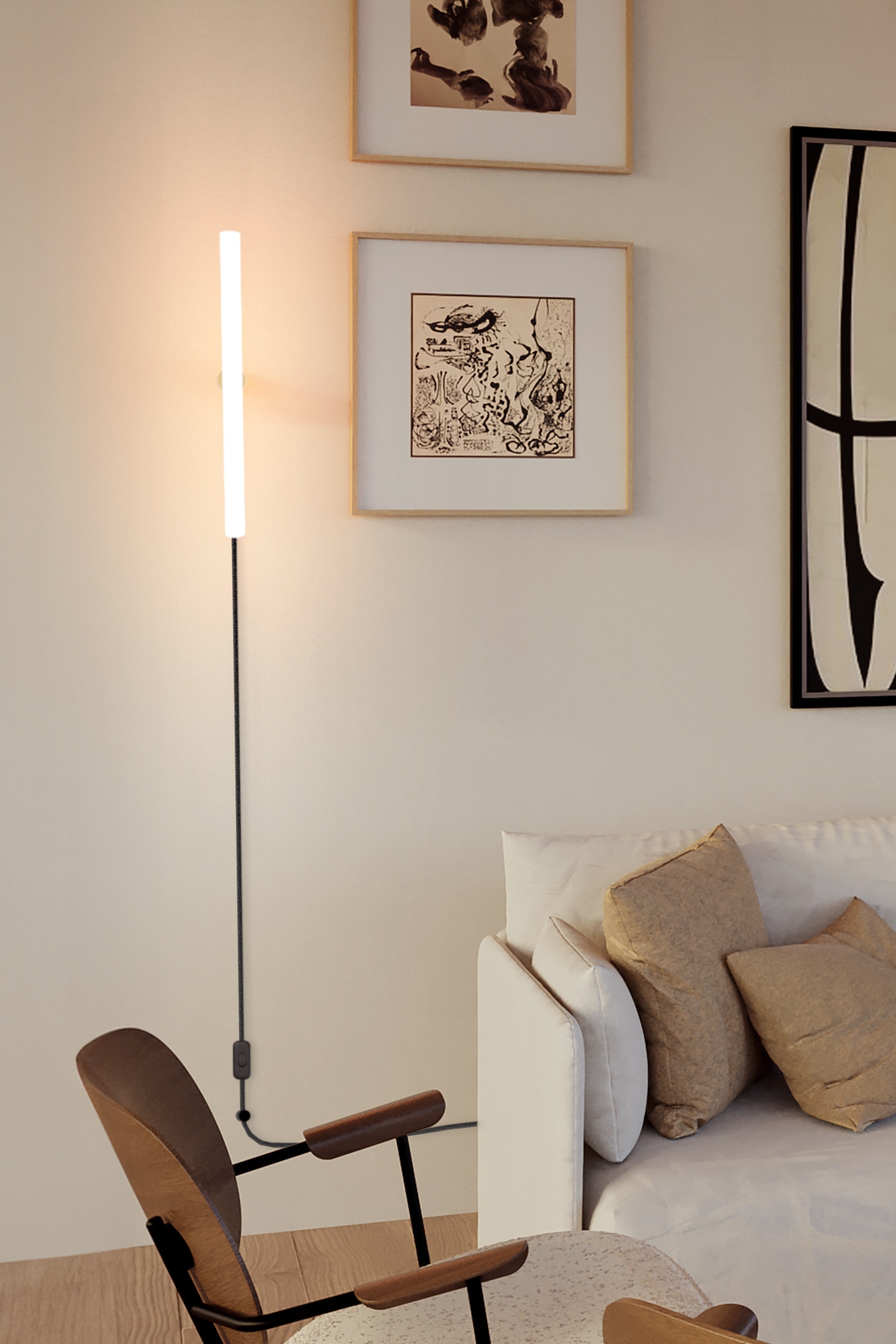 Arandela Com Lâmpada Linear E Ficha - Bronze Escovado