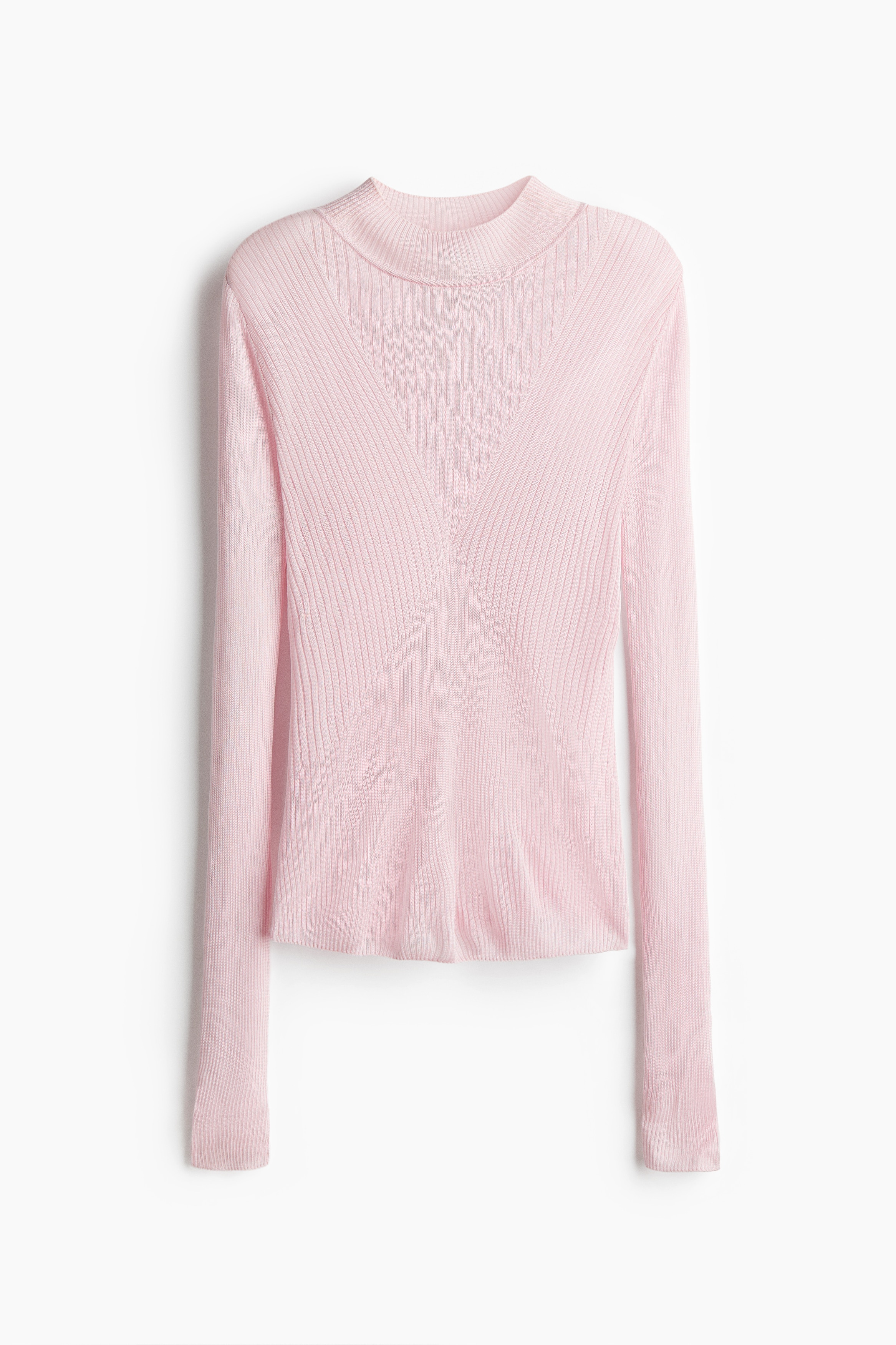 Rib Knit Top - Light pink/Black/Light grey