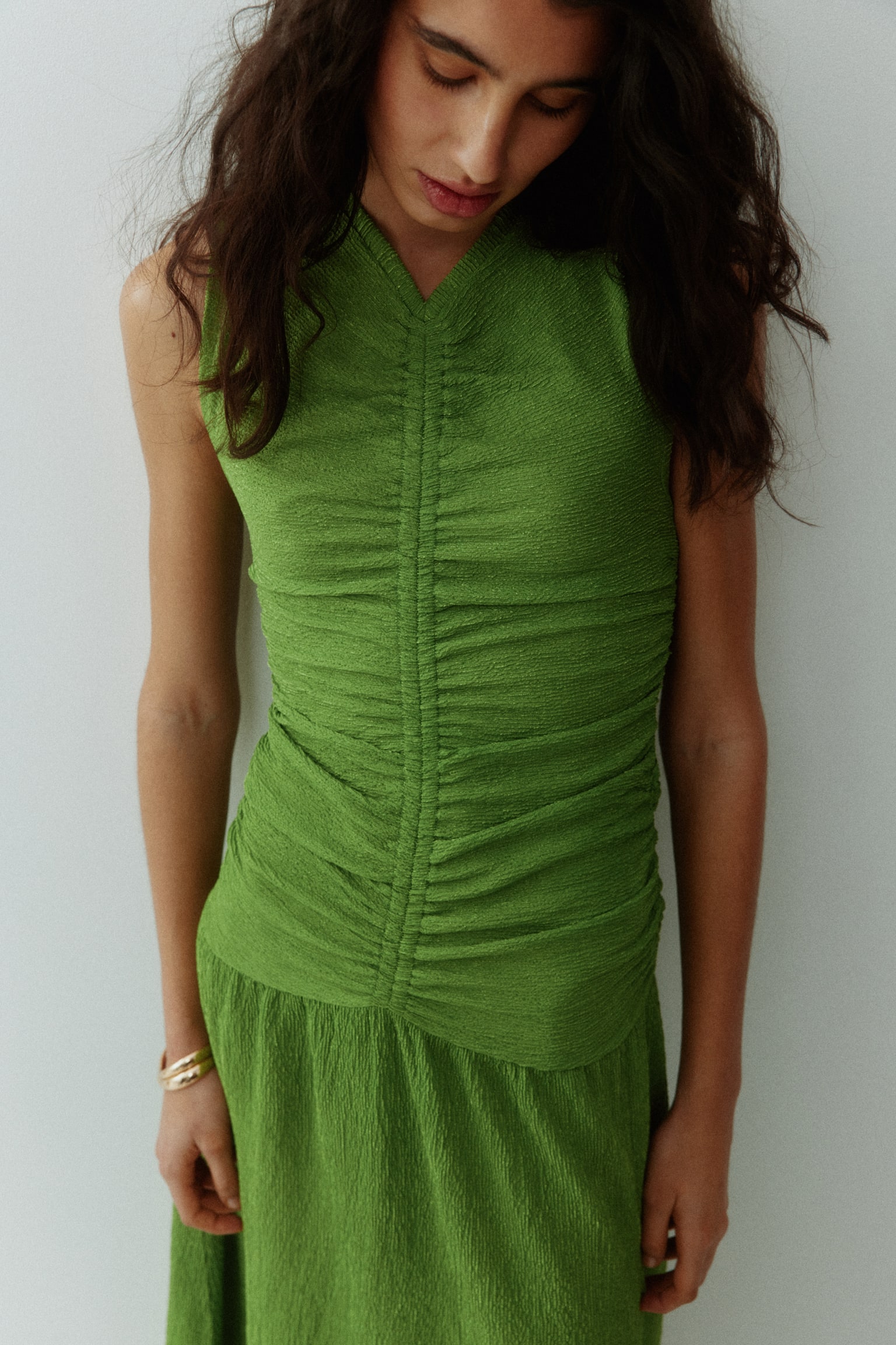 שמלת ג'רזי במראה נשפך - ירוק - 3
