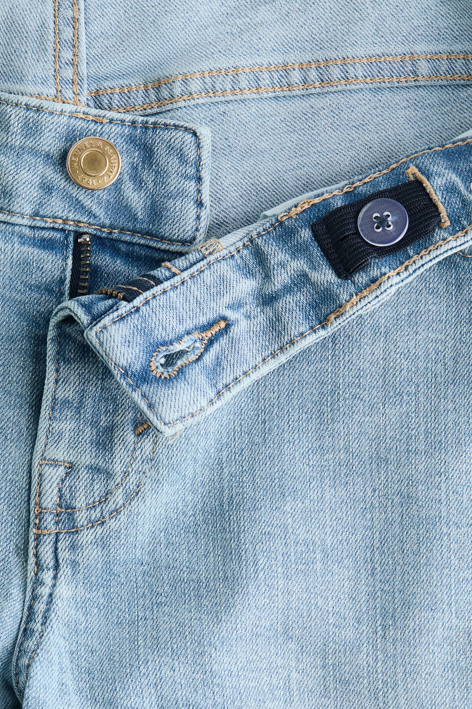 MAMA Wide Low Waist Ankle Jeans - כחול ג'ינס בהיר/כחול ג'ינס כהה/כחול ג'ינס - 4