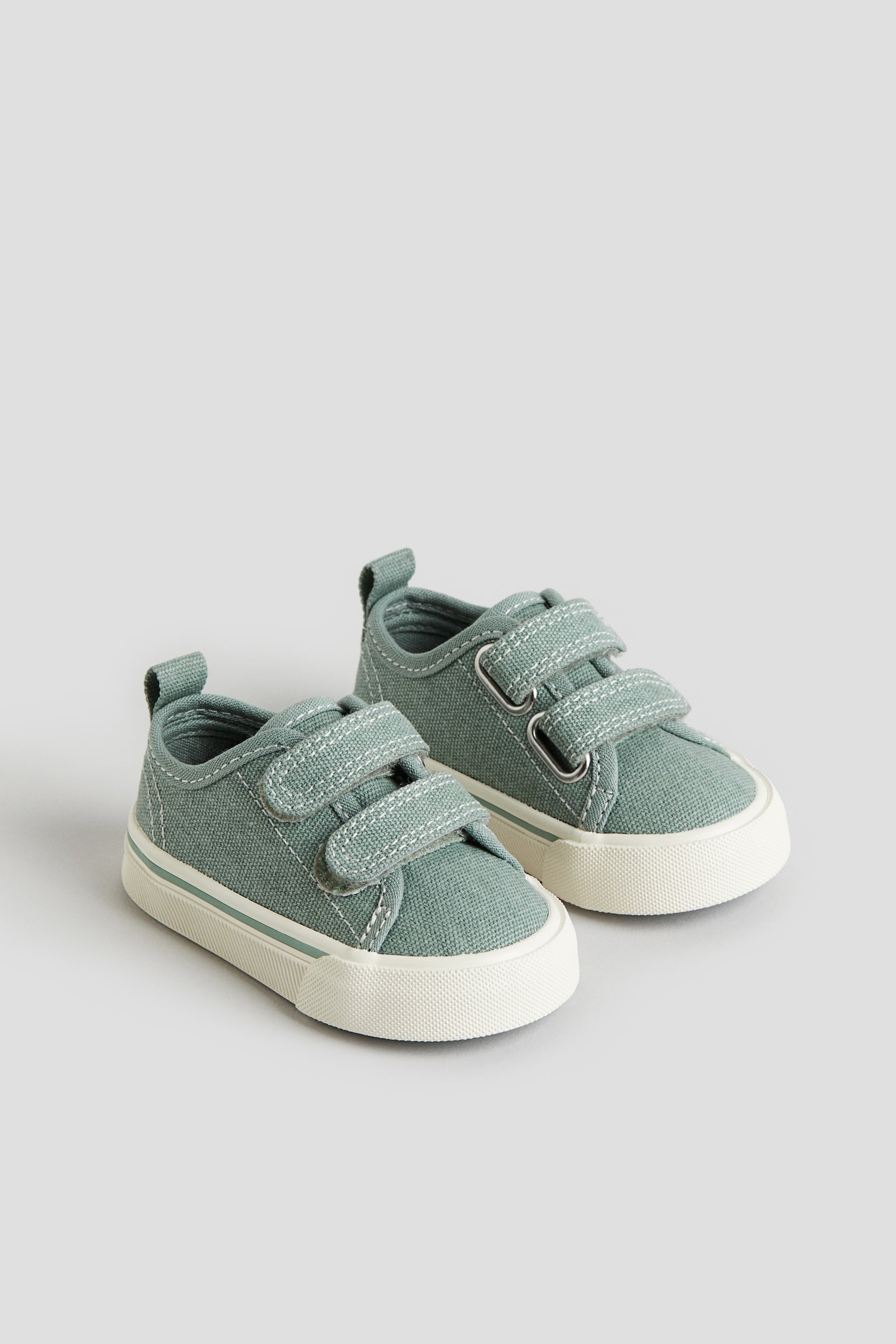 Canvas Sneakers - Dusty green/White/Navy blue - 1