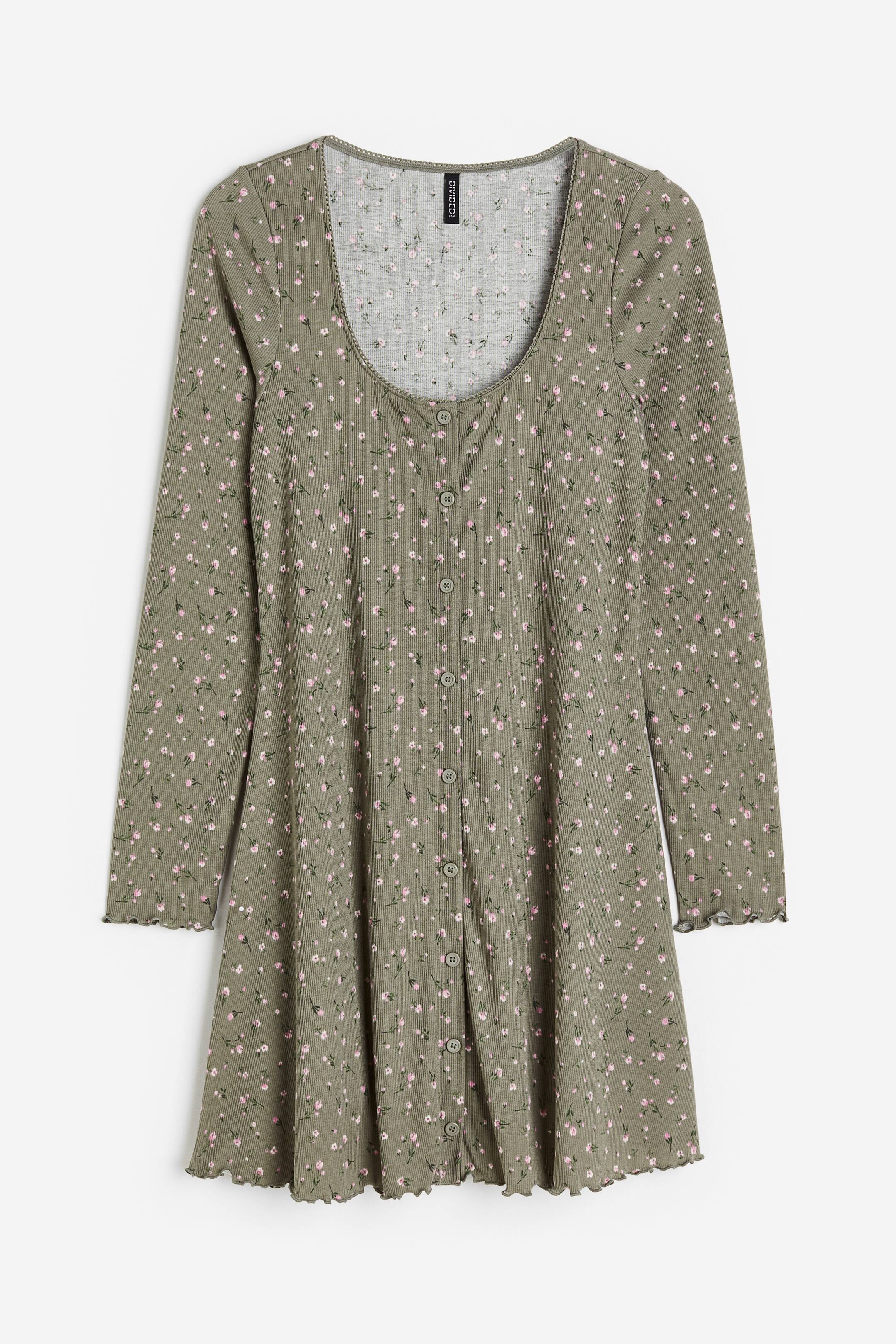 lace trimmed ribbed dress h&m Buy H&M Blue & Multicoloured Ribbed Lace-Trimmed Dress - Dresses for Women 15611336