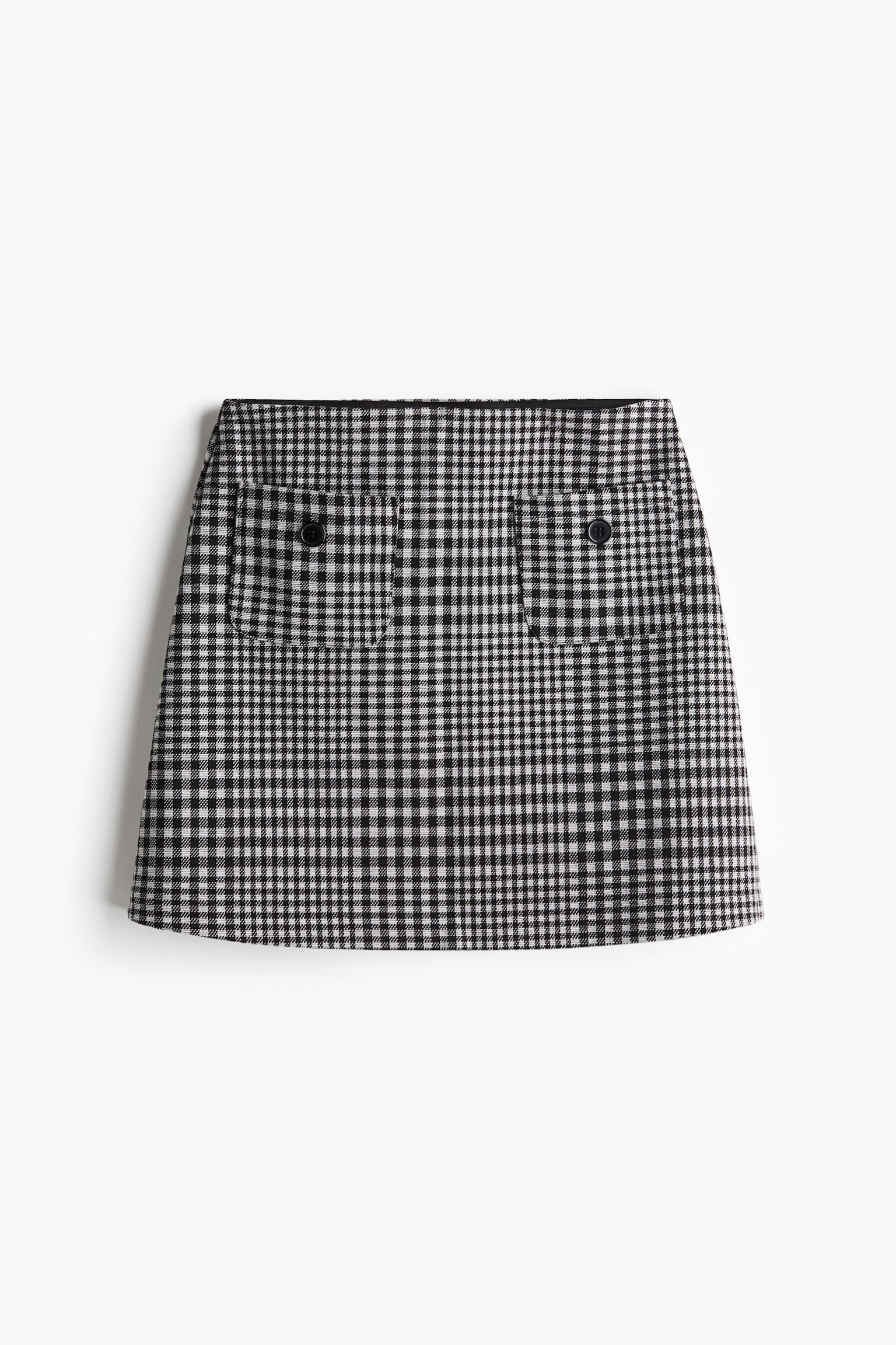 Pocket-detail mini skirt - Black/Checked - 2