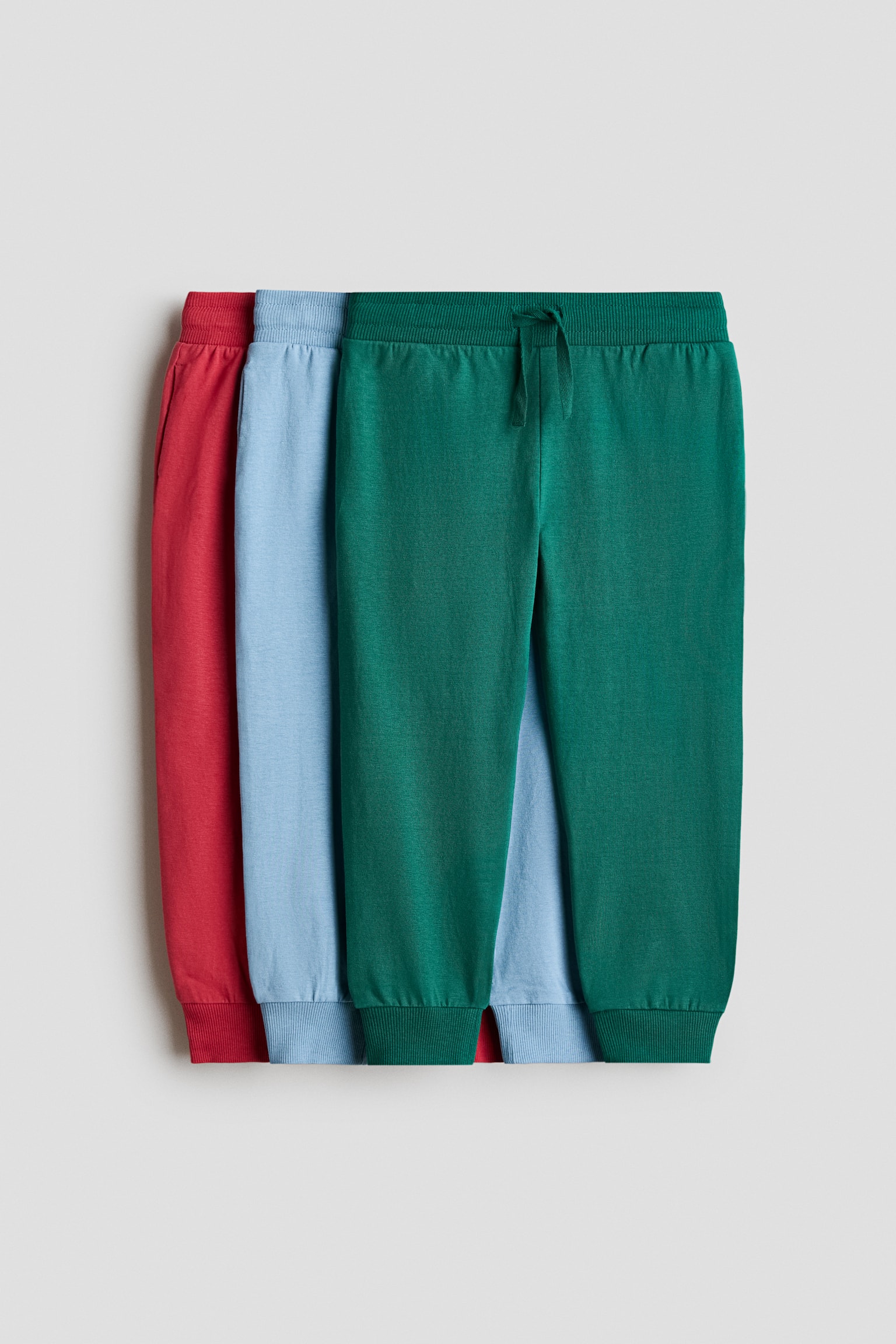 3-Pack Cotton Joggers - Red/light blue/dark green/Turquoise/black/Navy blue/khaki green/Black/gray melange/navy blue/Gray/black
