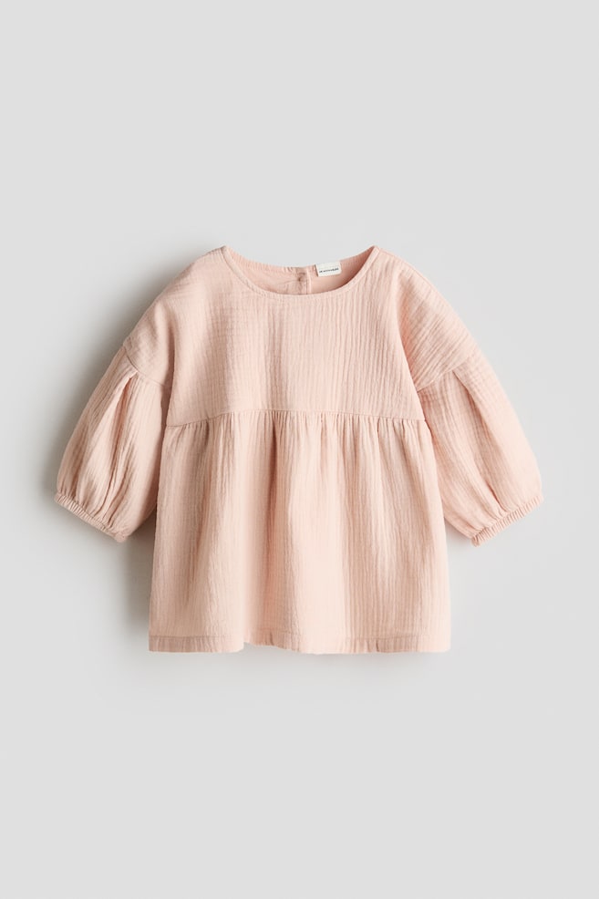 Cotton Muslin Dress - Peach pink/Light green - 1