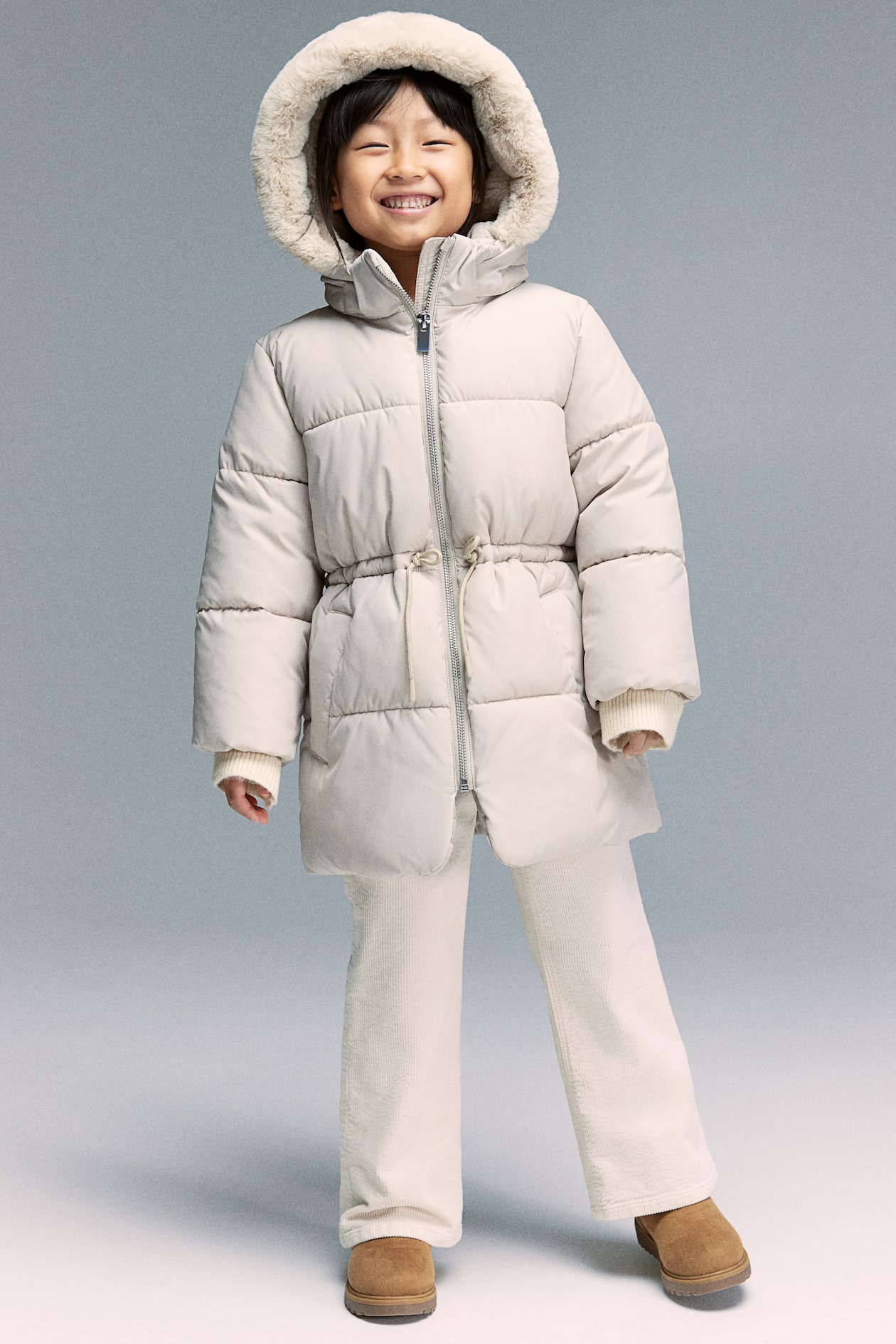 H&m Puffer Beige Coat Fur Childrens Winter Coats H&m