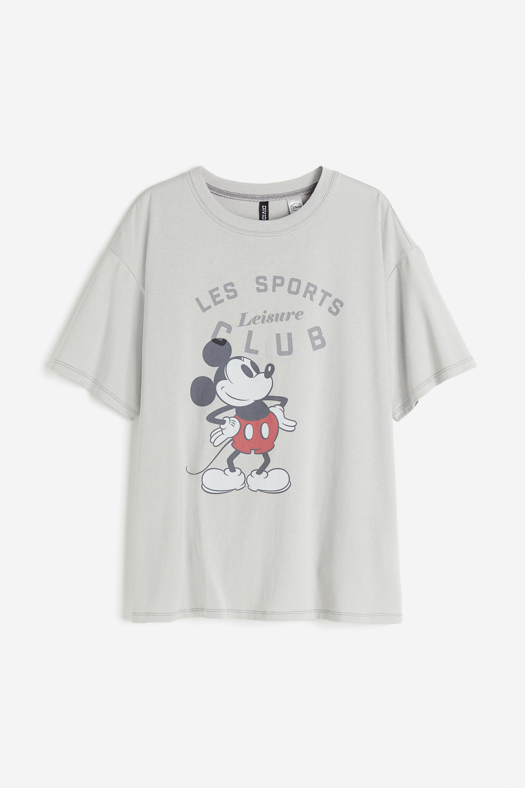 Oversized Printed T Shirt Light Grey Mickey Mouse Ladies Handm Gb