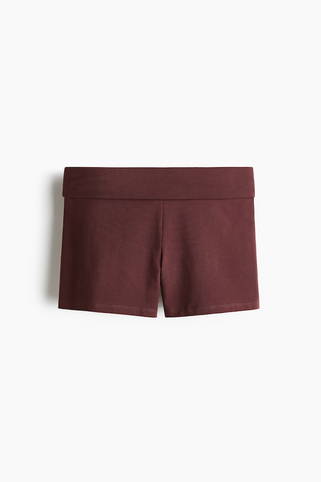 Foldover-Waist Cotton Hot Pants - Dark brown/Pink/Pink/striped - 1