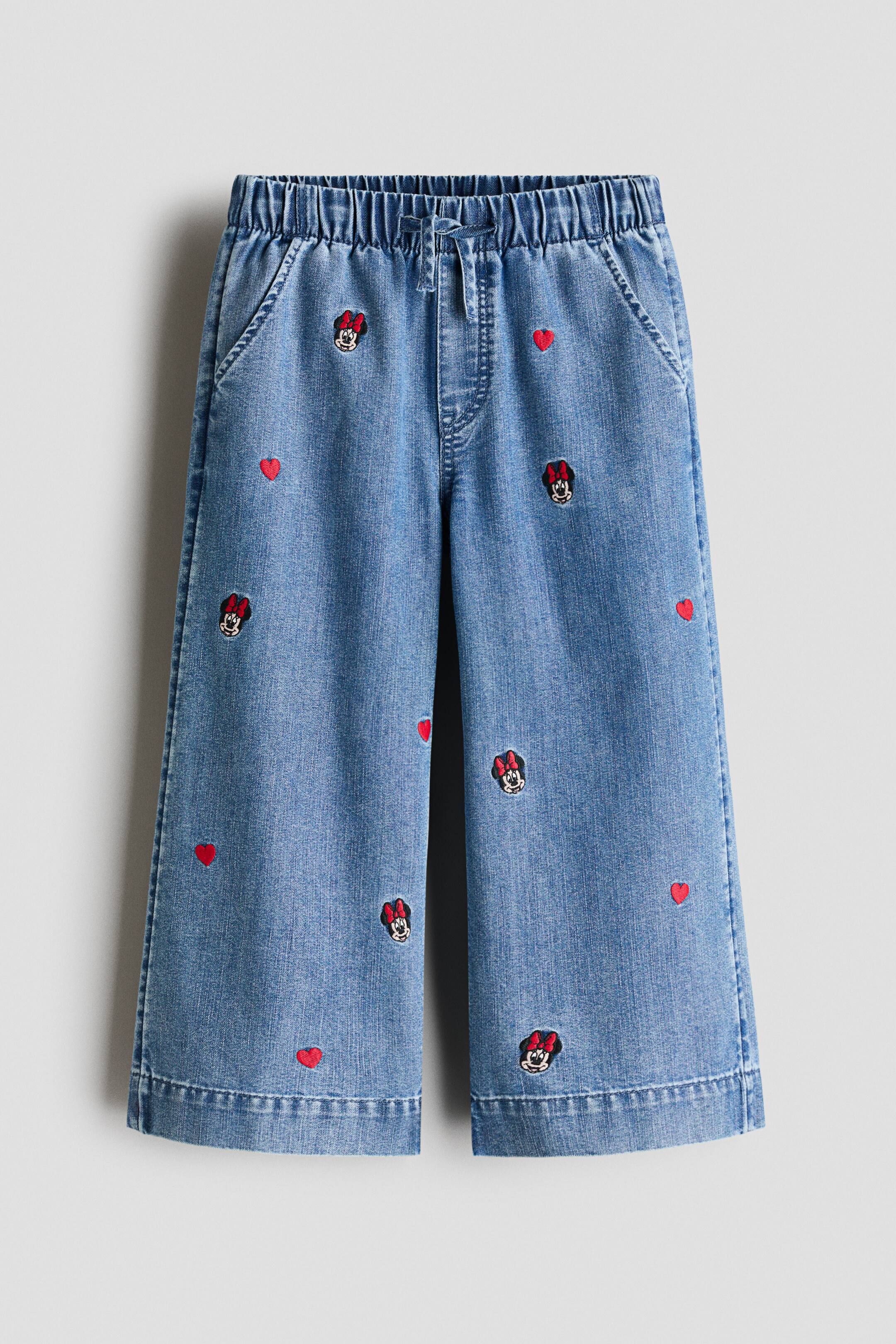 View larger image: Embroidered denim joggers - Denim blue/Minnie Mouse - Kids | H&M 1