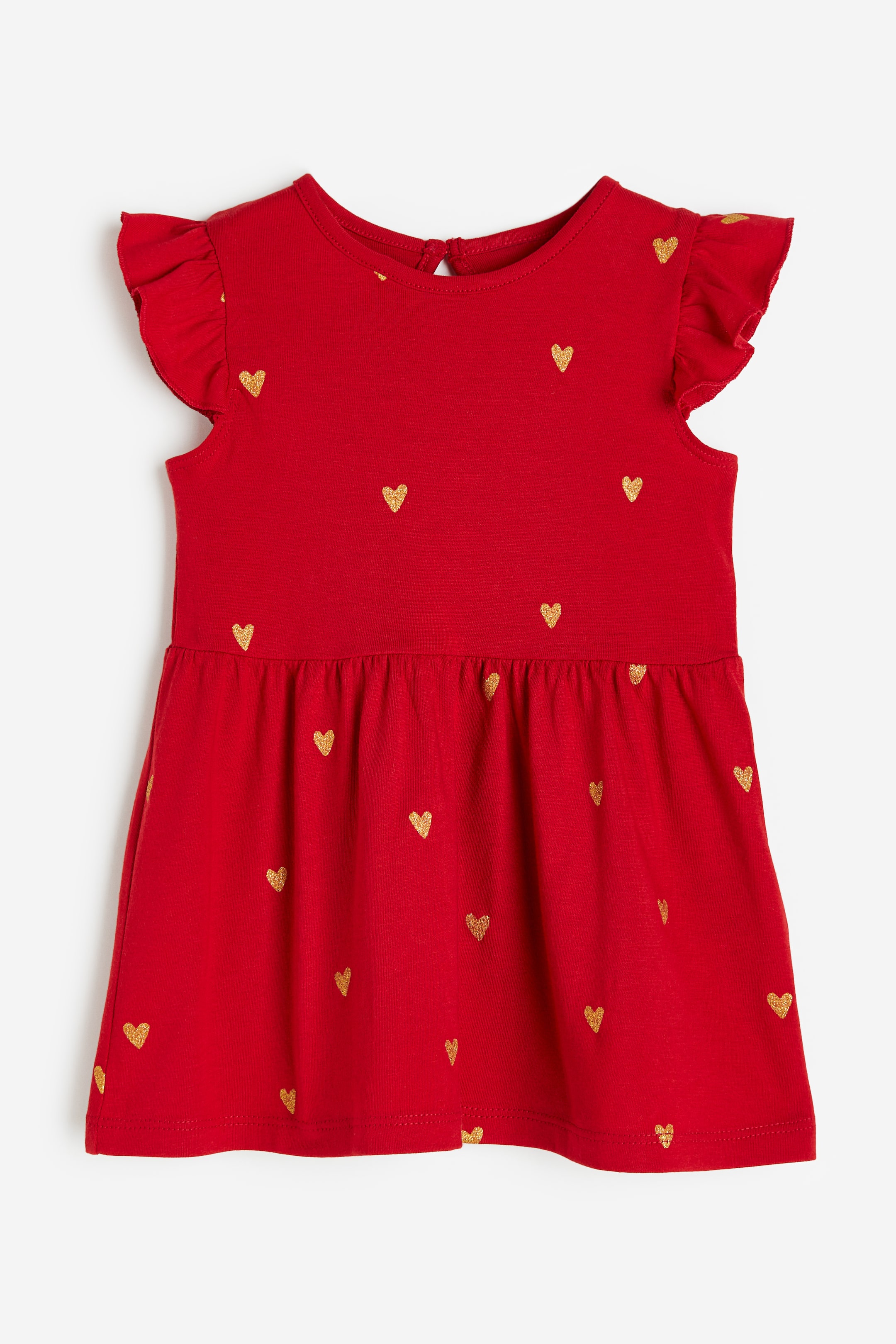 View larger image: Flutter-sleeved Dress - Red/hearts - Kids | H&M PH 1