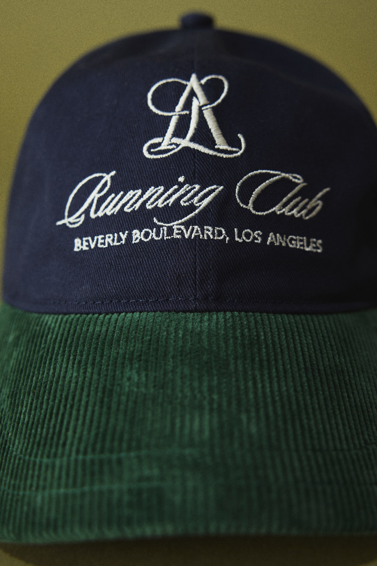 Corduroy-peak twill cap - Dark blue/Running Club - 1