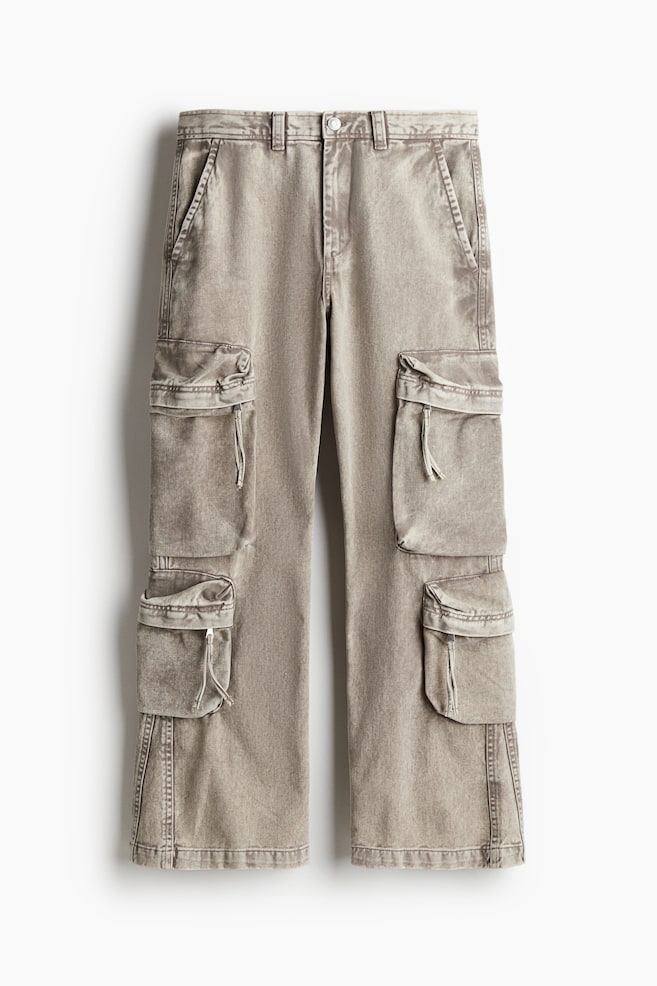 Regular Fit Twill cargo trousers - Cinzento denim claro - 1