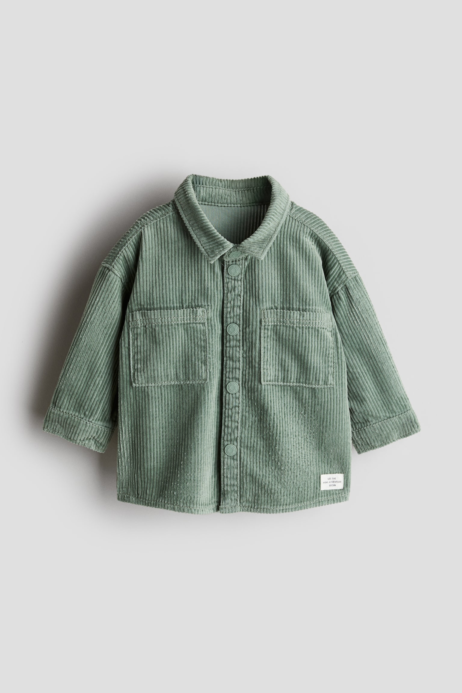 Cotton corduroy shirt - Green/Dark grey - 1