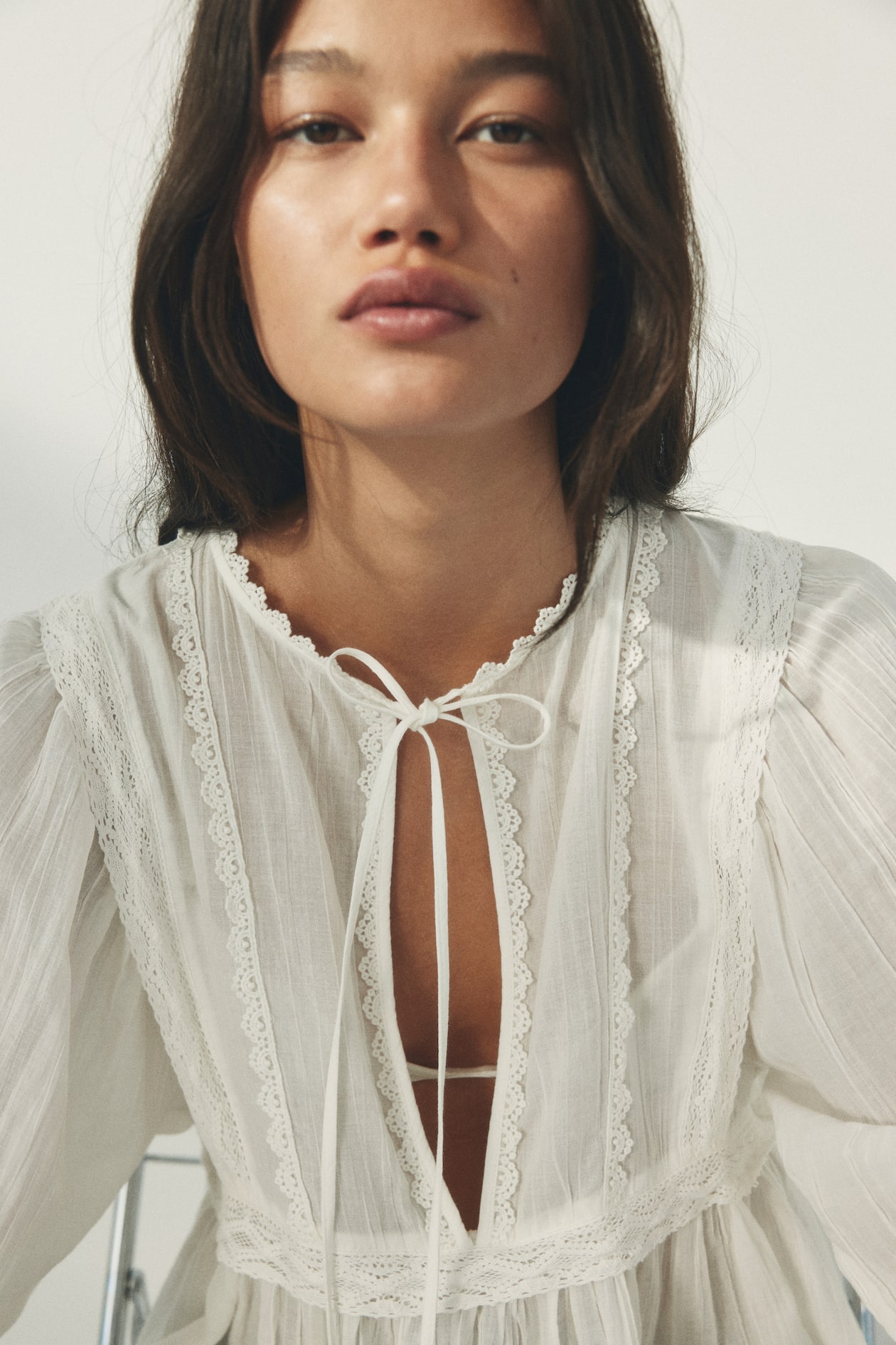 Lace-Trimmed Cotton Blouse - image 5