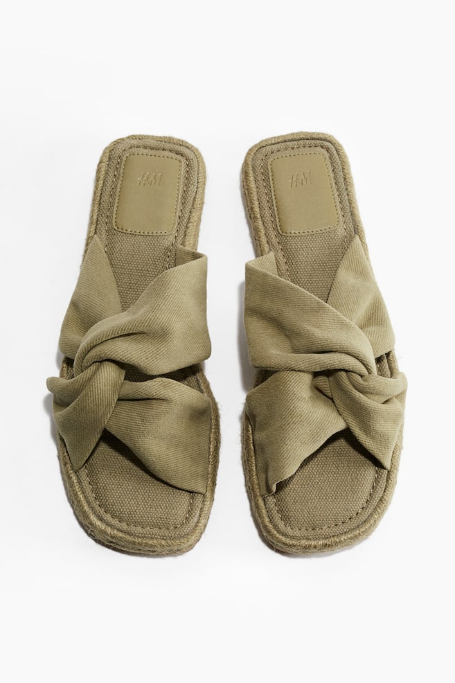 Twist-detail espadrille sandals - Khaki green/Black - 1