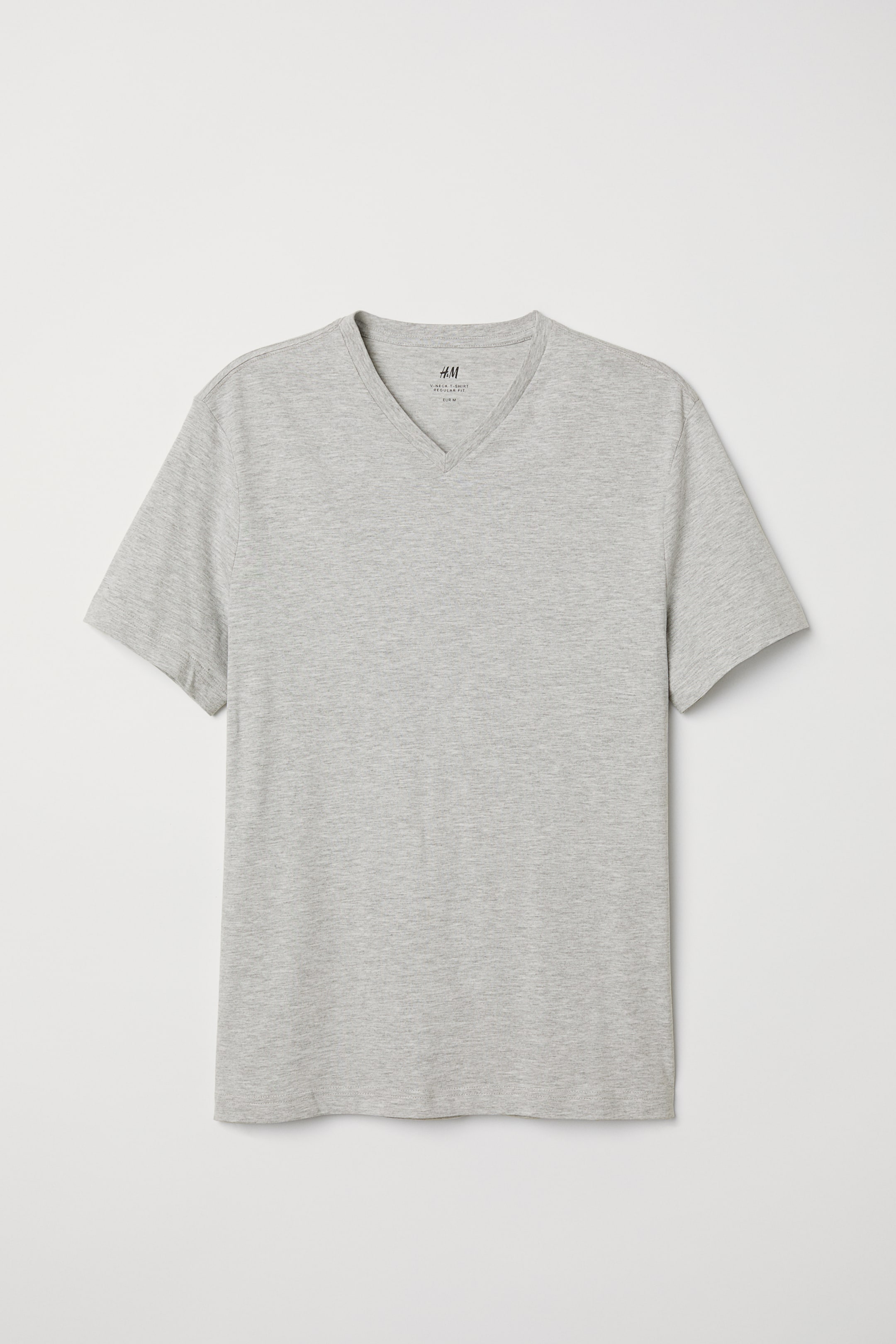 View larger image: V-neck T-shirt Regular Fit - Light grey marl - Men | H&M GB 1