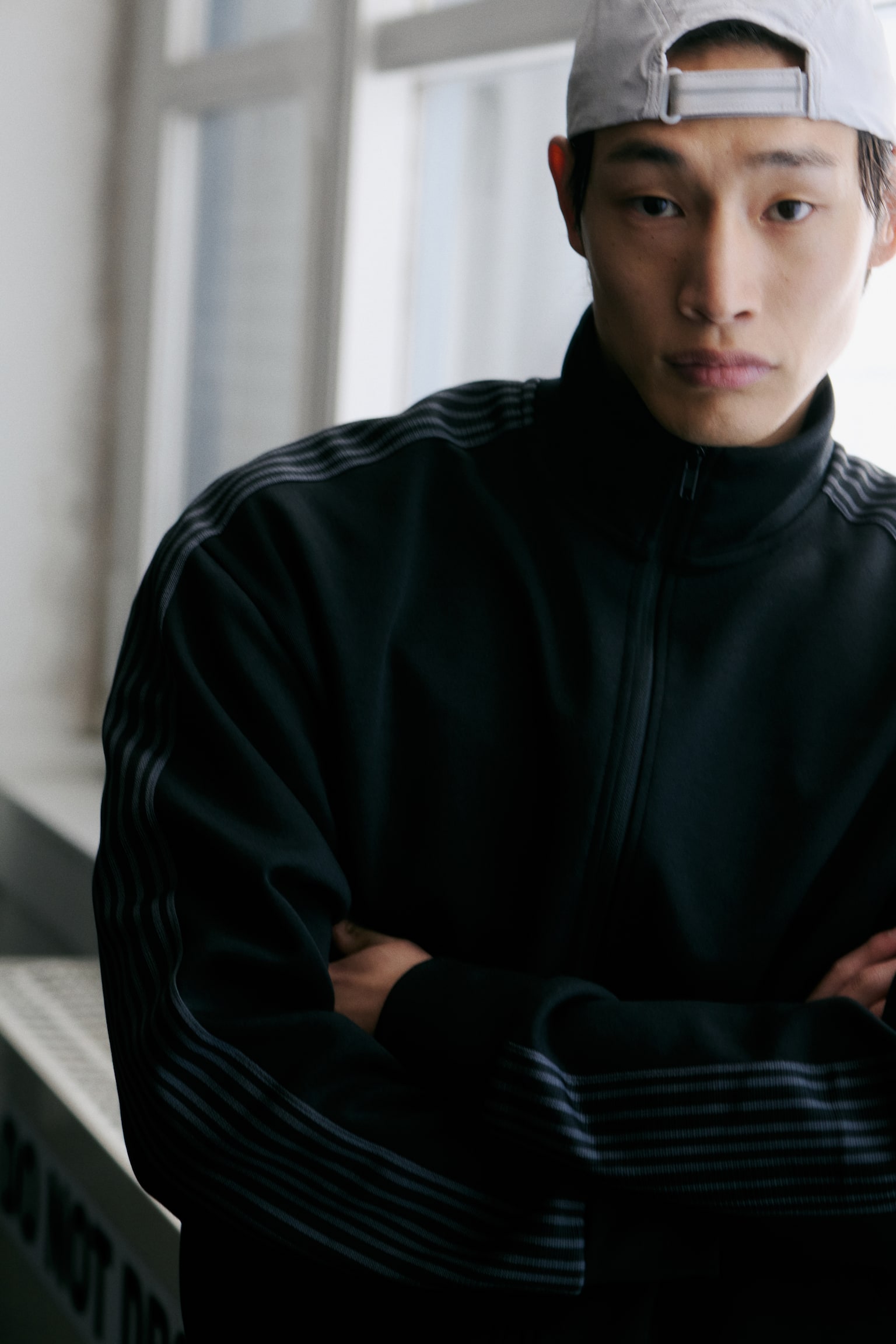 Regular Fit Track jacket with DryMove™ - Black/Beige - 1