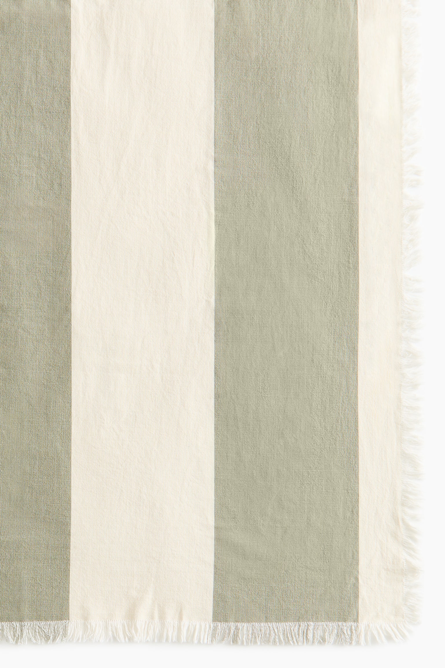 스트라이프 코튼 베드 스프레드 - Light khaki green/Cream/베이지/크림/핑크/크림 - 2