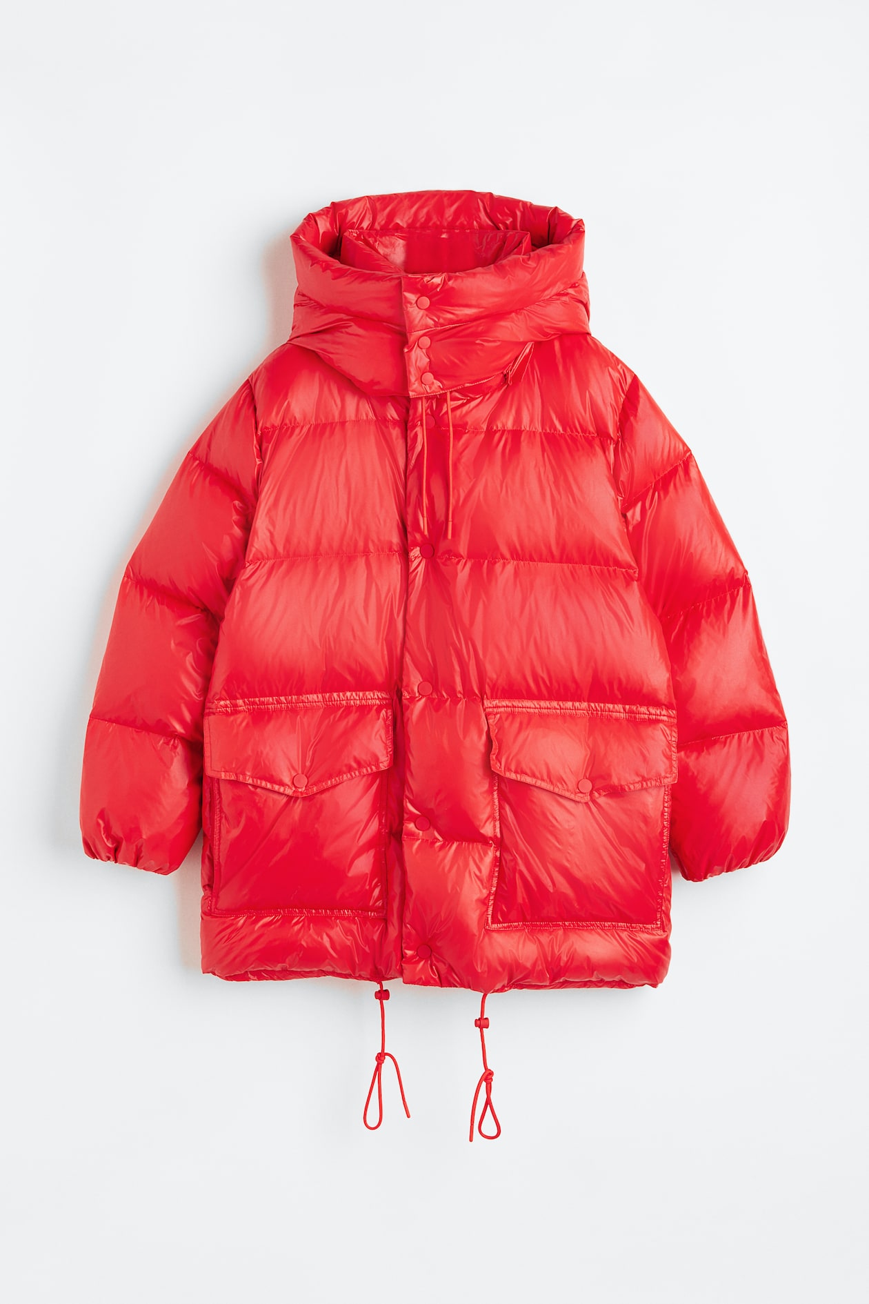 Hooded down jacket Red Ladies H&M