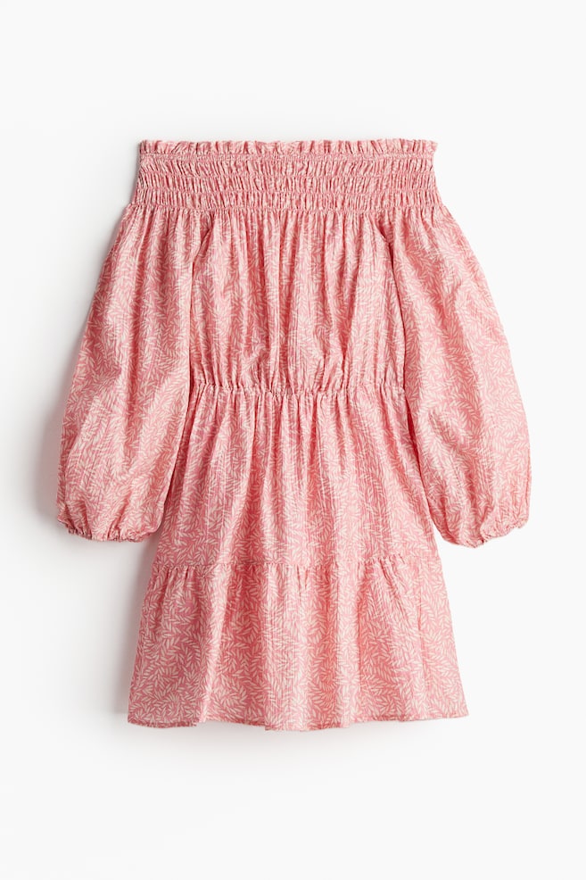 Vestido off-the-shoulder - Rosa/Estampado/Crema/Estampado gris - 1