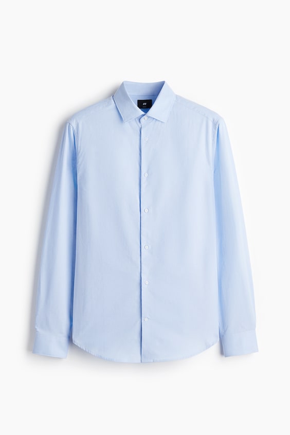 Мужские рубашки H&M Slim-Fit Cotton Shirt