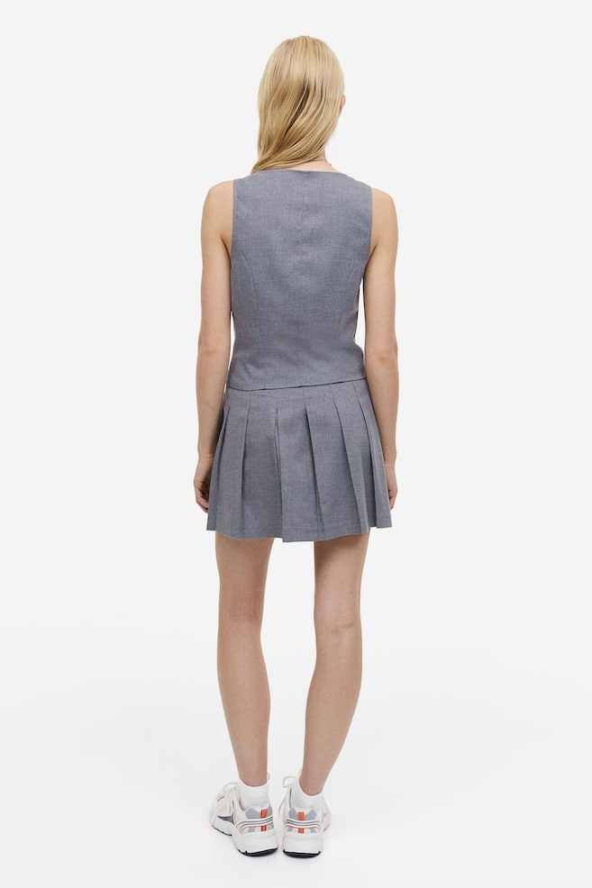 Pleated A-line skirt - Light grey marl/Black/Beige/Checked/Dark beige - 5