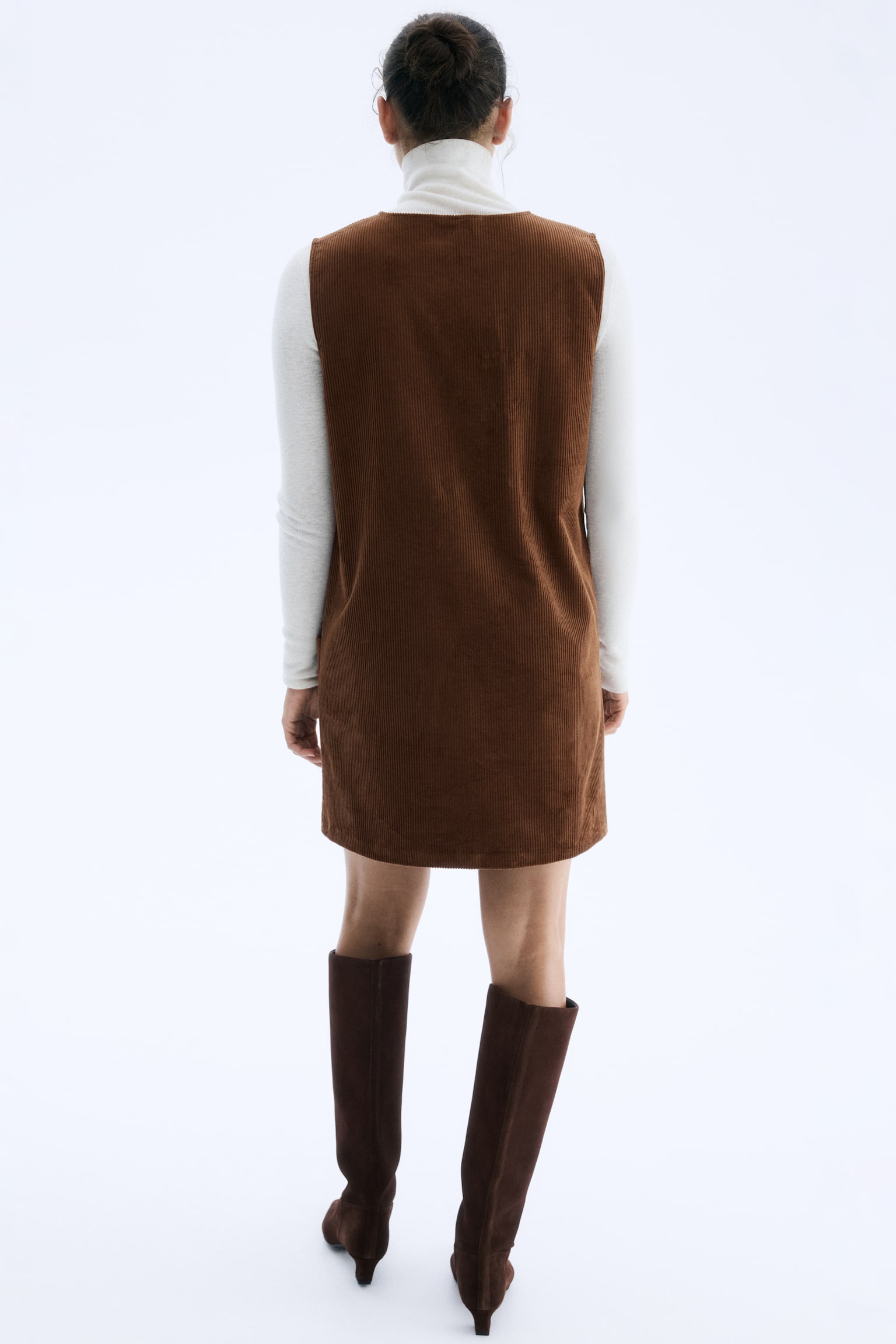 Robe droite en velours côtelé - Marron - 7