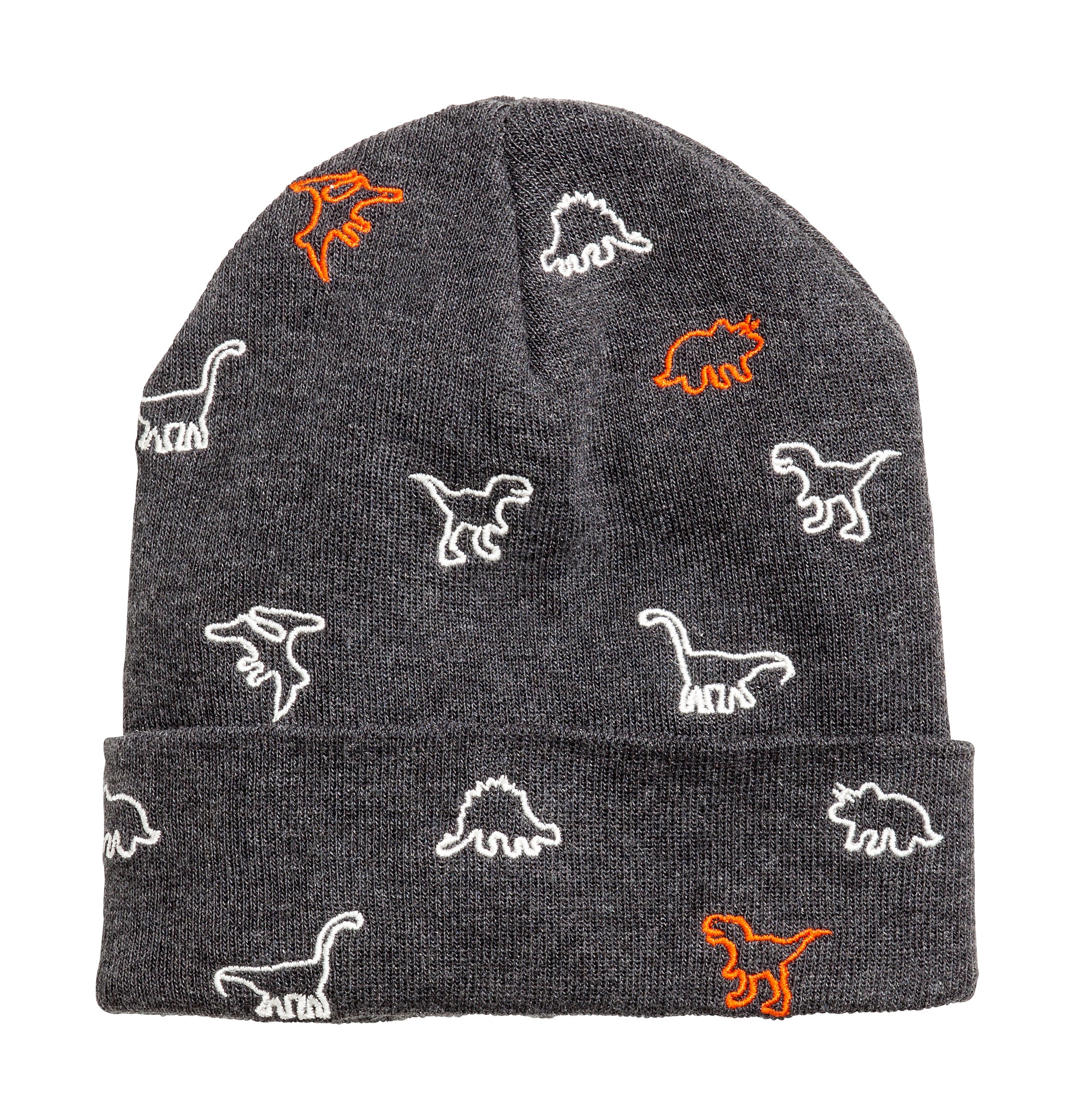 恐竜刺繍付きホワイトニット帽 恐竜刺繍入りツイルキャップ・帽子 帽子