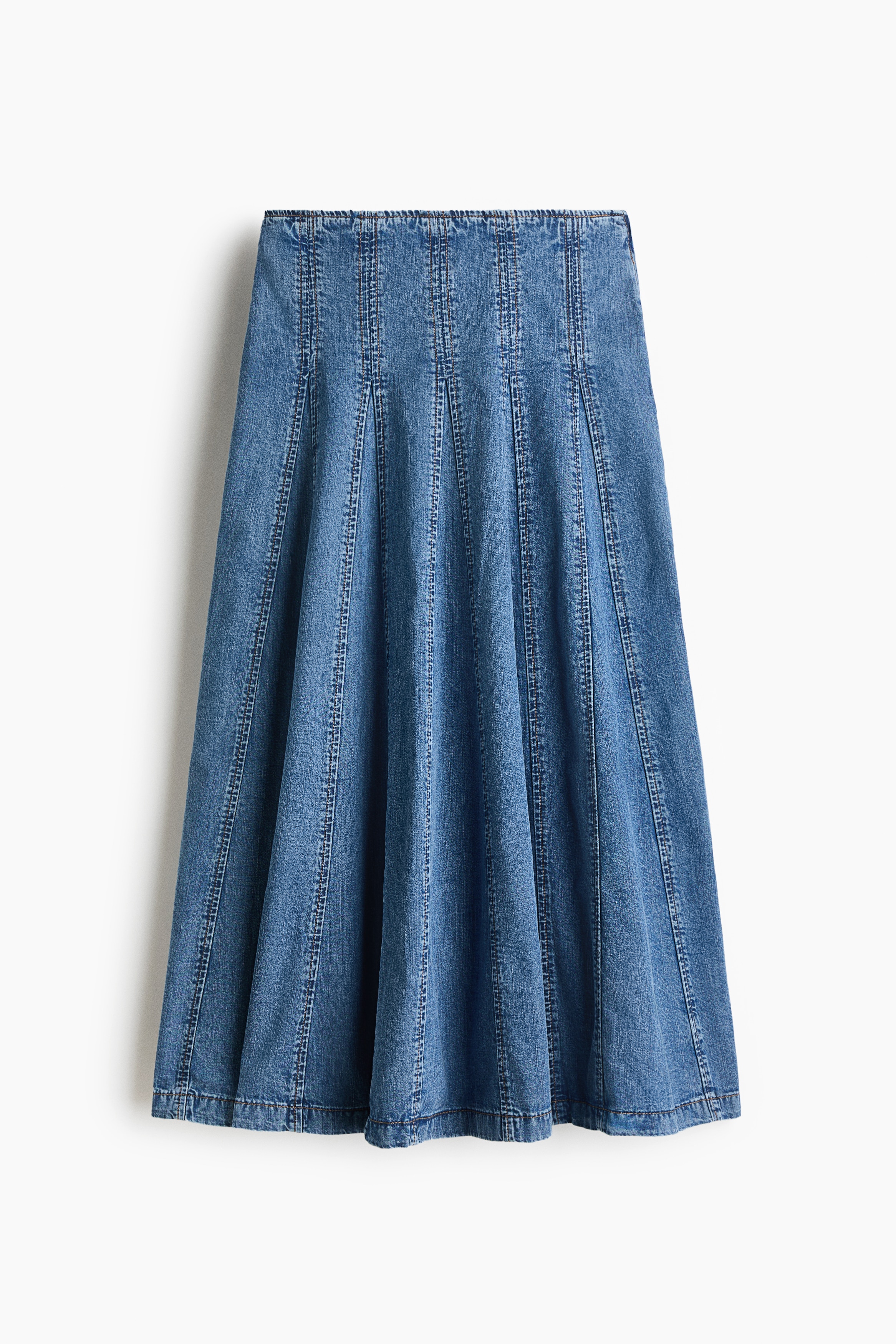 Pleated Denim Skirt - Denim blue