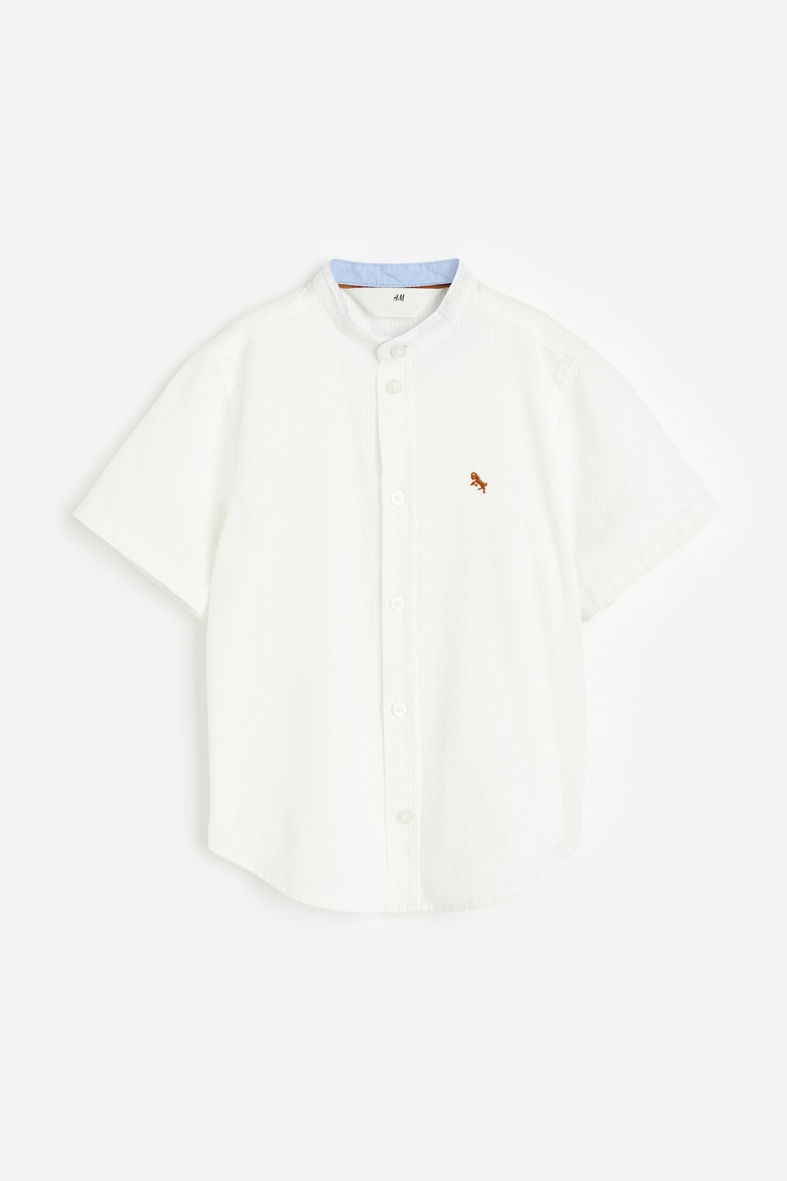 Grandad Cotton Shirt - White - 1