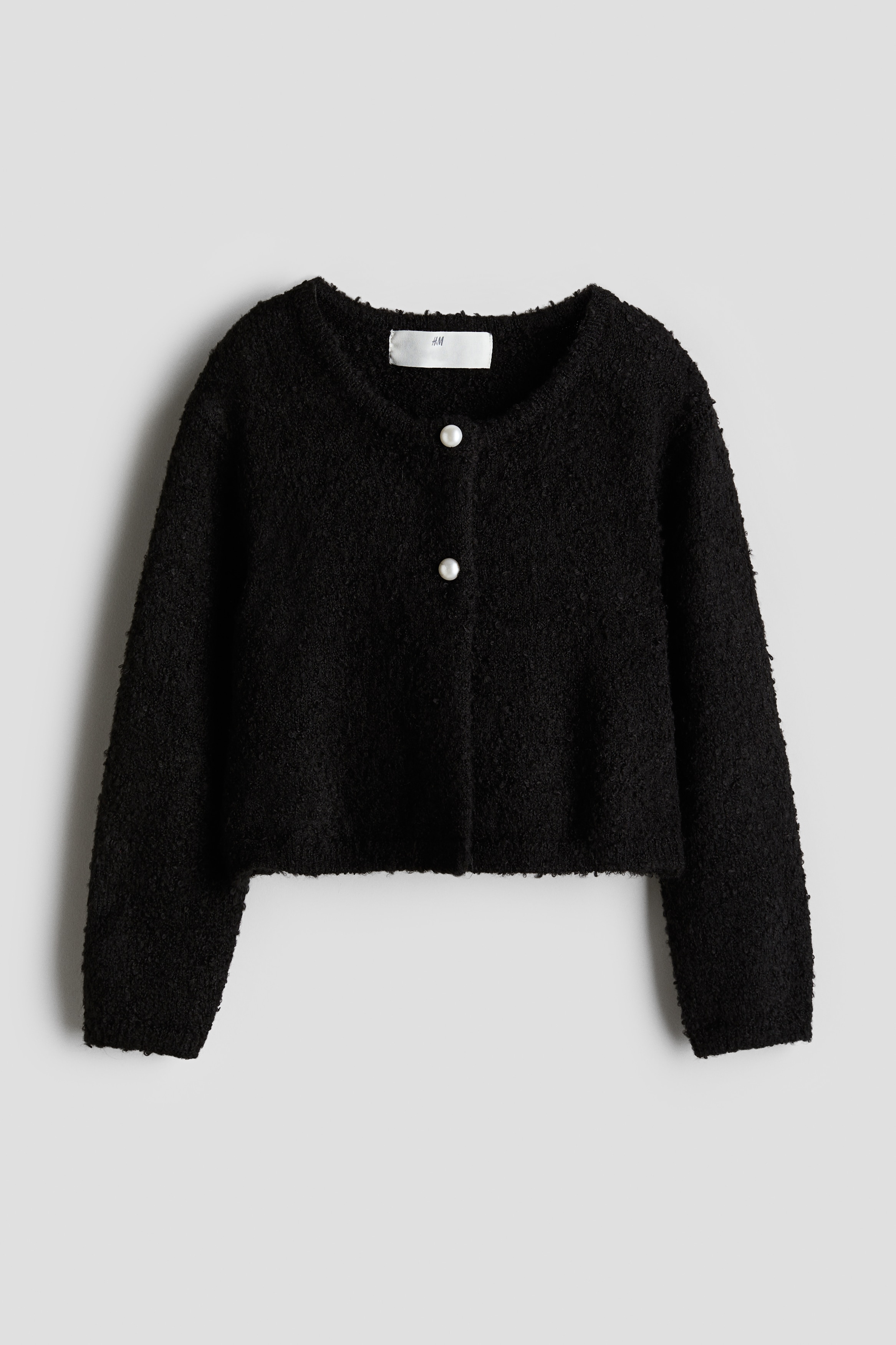 Girls - Black Bouclé-knit cardigan - Size: 4-6Y  - H&M