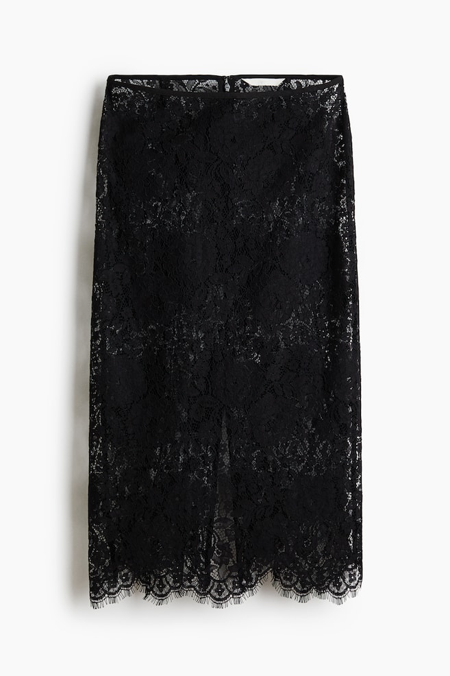 Lace pencil skirt - Black - 1