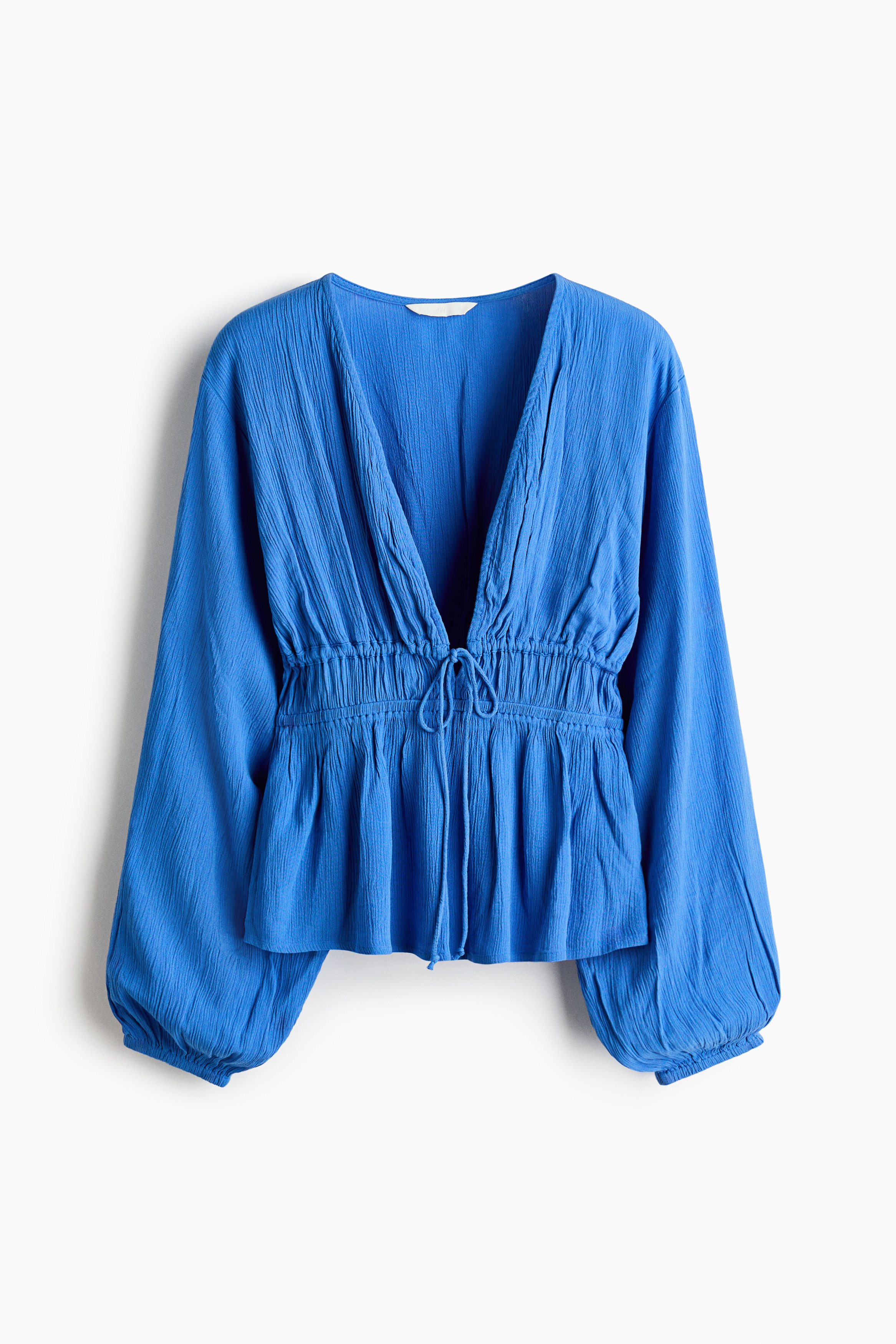Crinkled viscose blouse - Bright blue