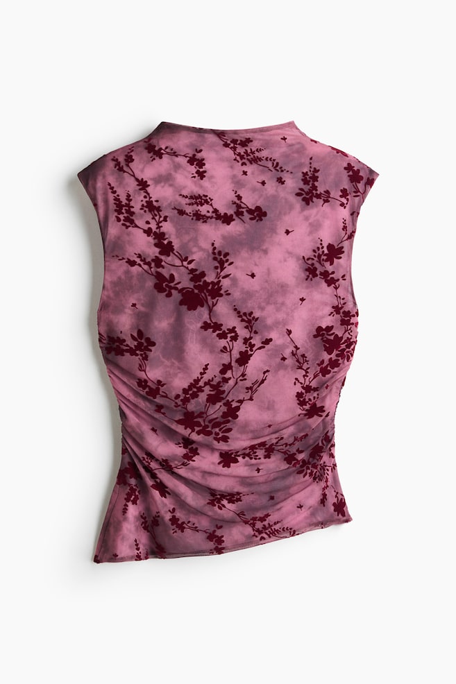 Haut asymétrique avec imprimé floqué - Violet ancien/fleuri/Marine/fleurs/Brun foncé/à fleurs - 1