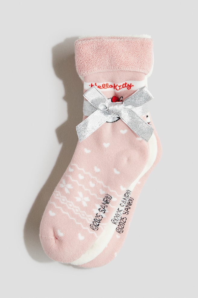 Set de 3 perechi de șosete flaușate-Roz-prăfuit/Hello Kitty - 2