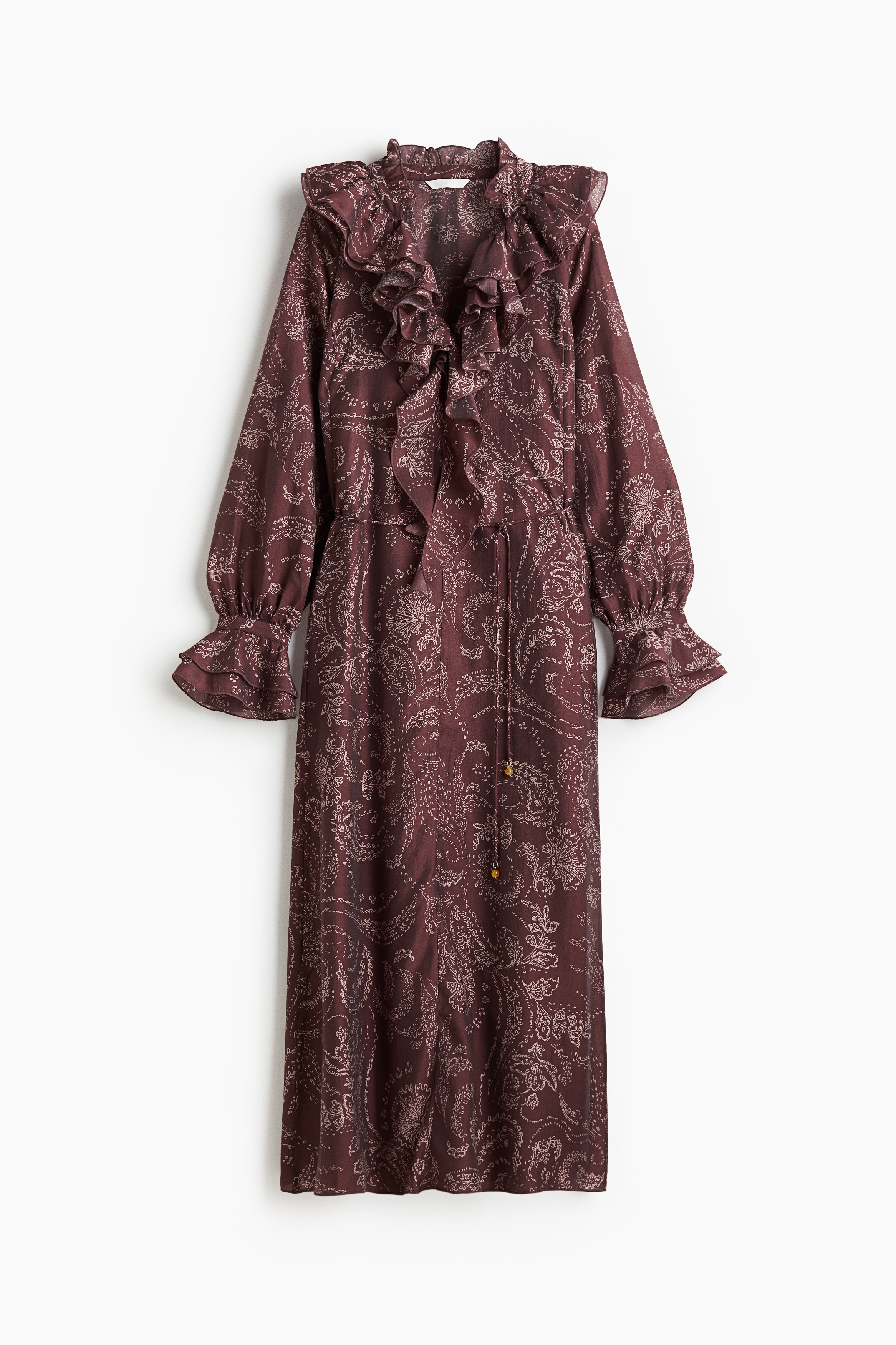 Φόρεμα με βολάν - Μπορντό/μοτίβο με λαχούρι/Σκούρο καφέ