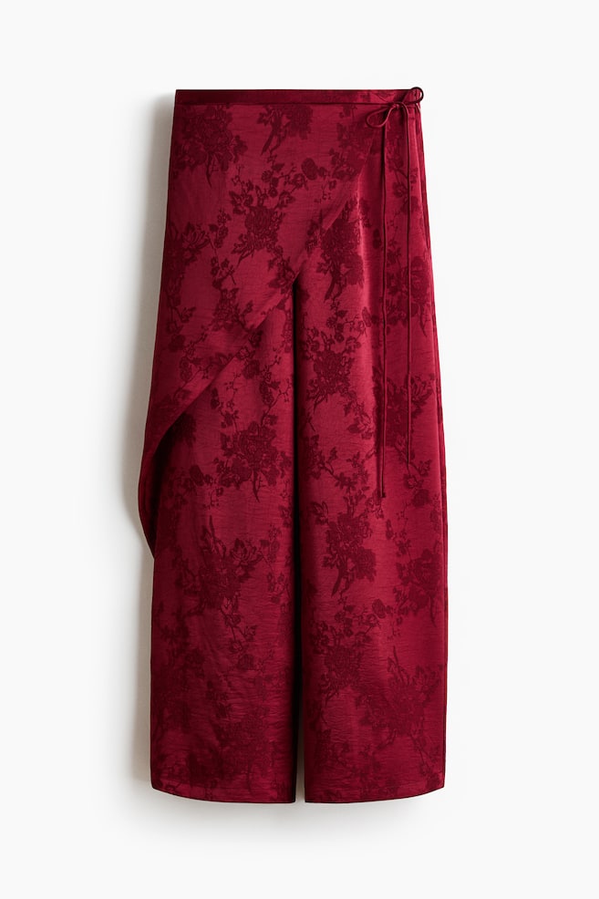 Jacquardhose mit Wickeldetail - Dunkelrot - 1
