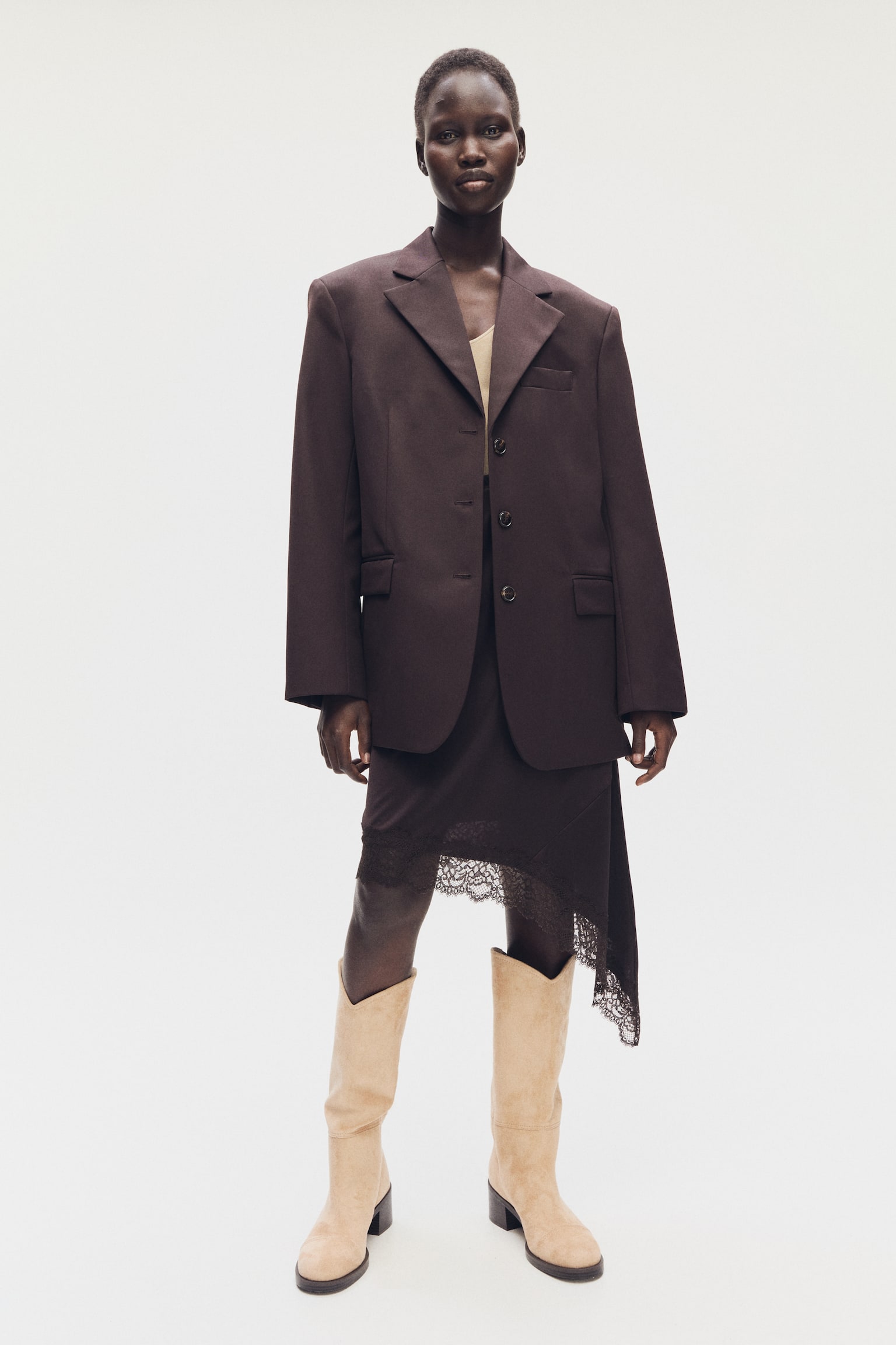 Женские ботинки H&M Knee-High, цвет: Бежевый — фото 2